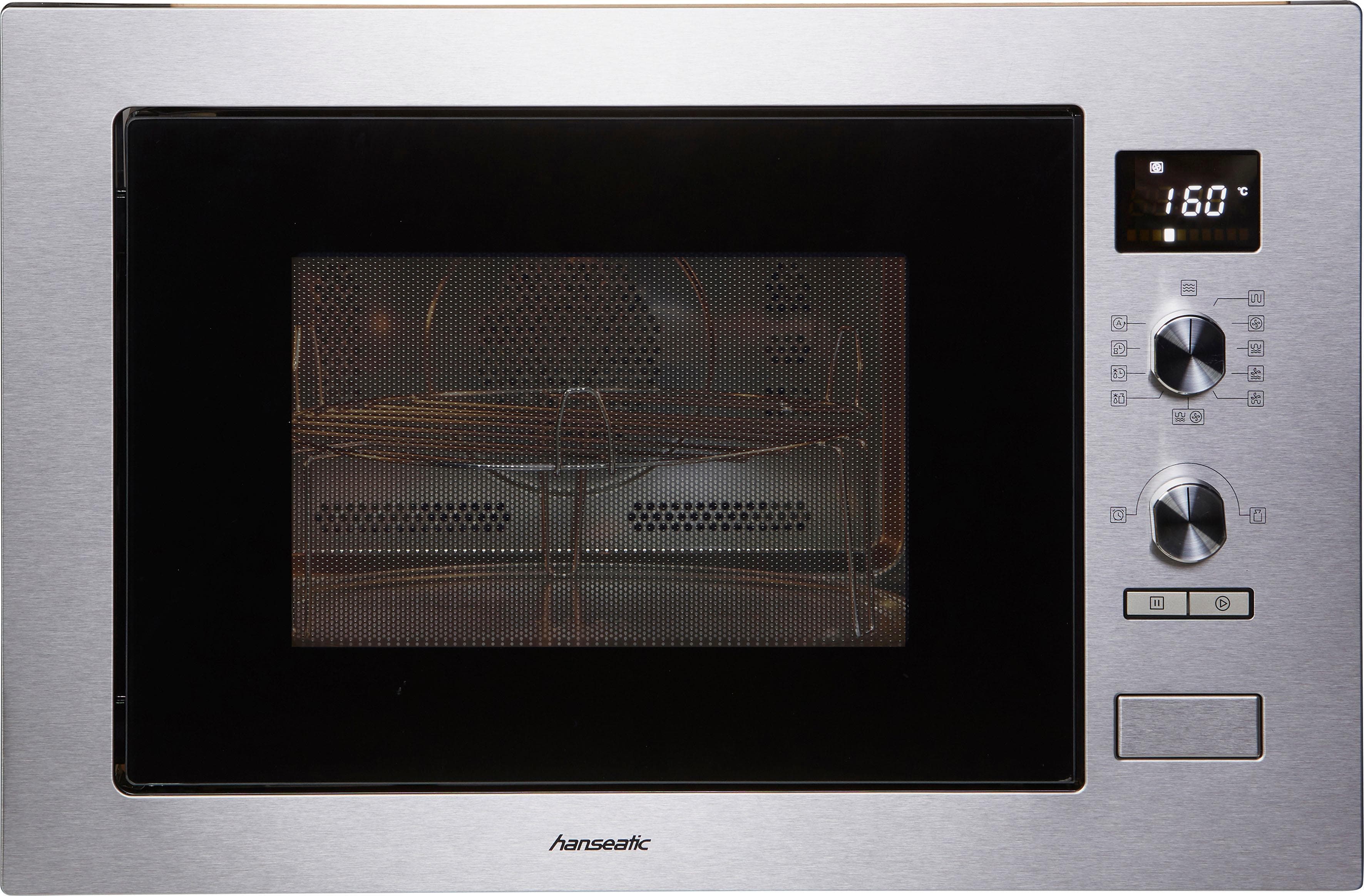 HANSEATIC Einbau-Mikrowelle Silber Edelstahl 1000W Grill Umluft