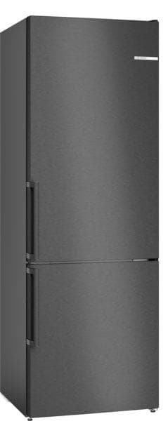 Moderne Kühl-/Gefrierkombination aus gebürstetem schwarzem Stahl