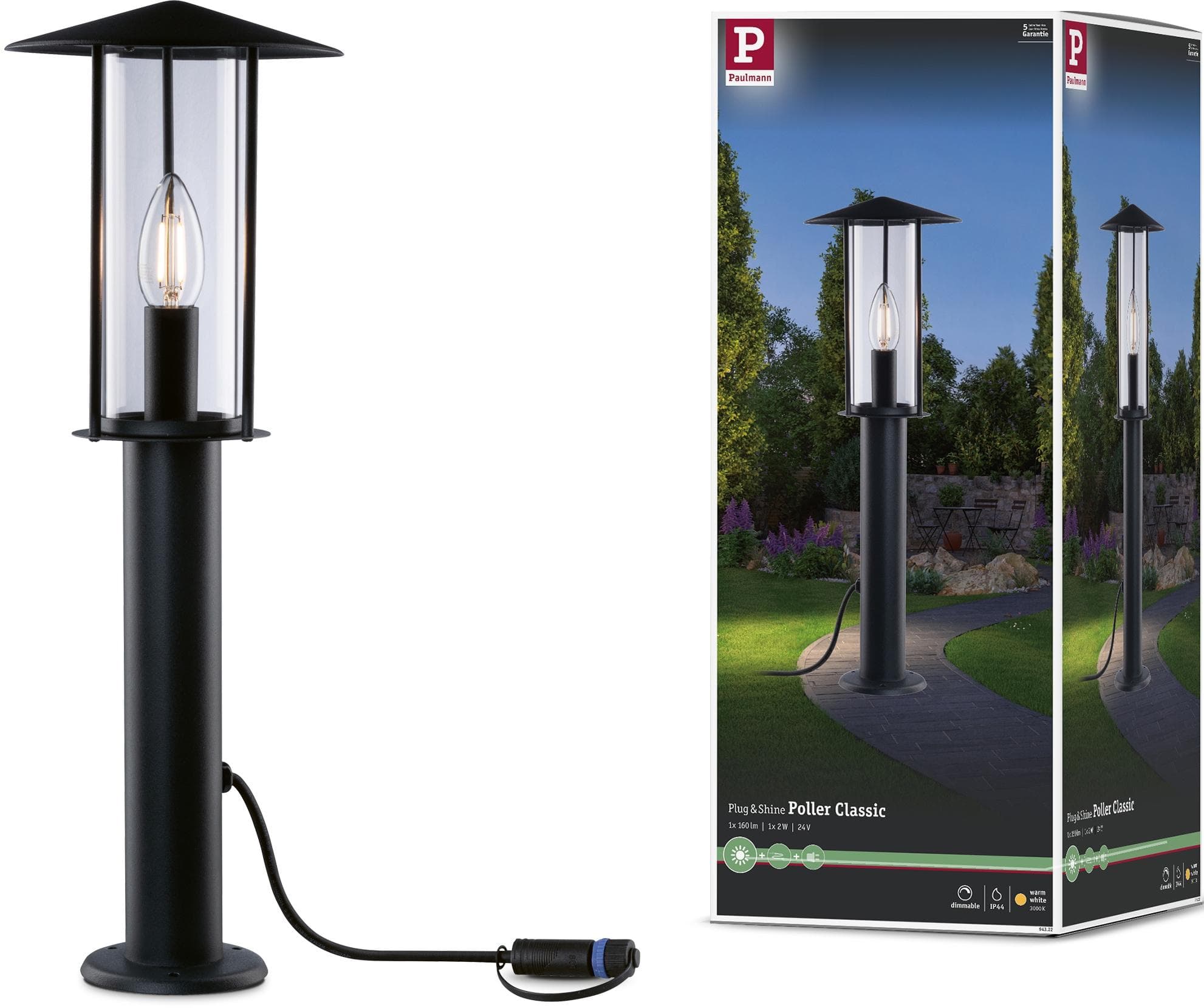 Paulmann Plug & Shine Sockellampe Classic Lantern Anthrazit