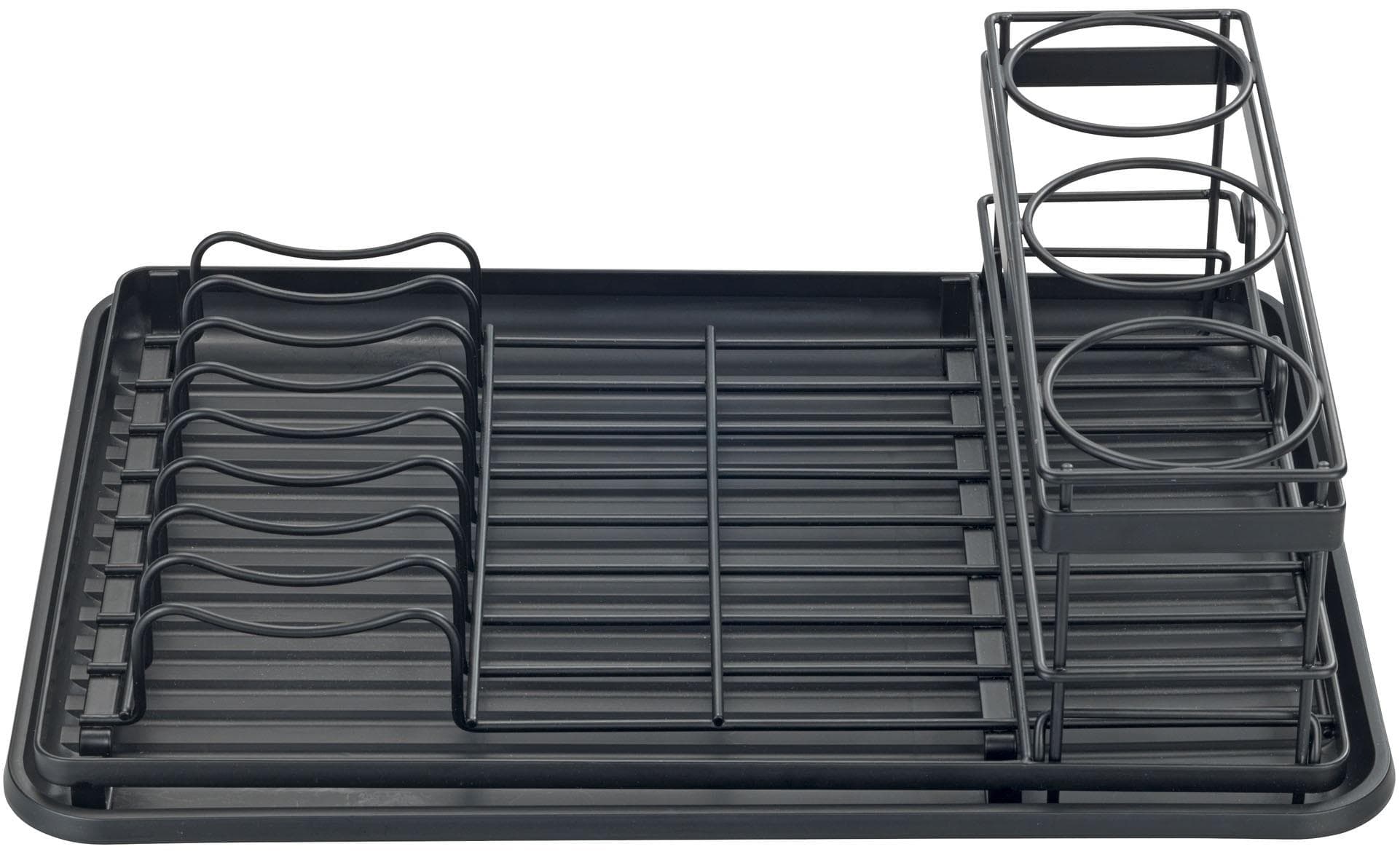 Geschirrständer WENKO Modell Amy Schwarz Geschirrabtropfer mit Flaschenhalter