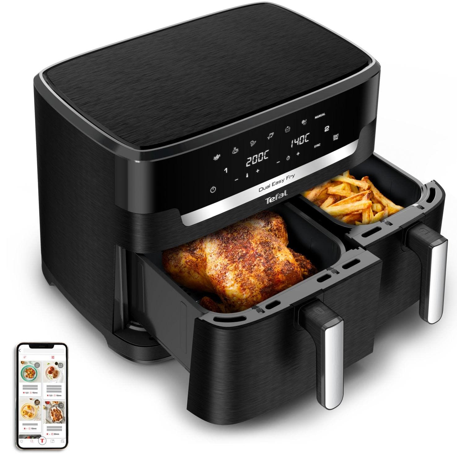 TEFAL Heißluftfritteuse EY9428 Dual Easy Fry XXL Schwarz