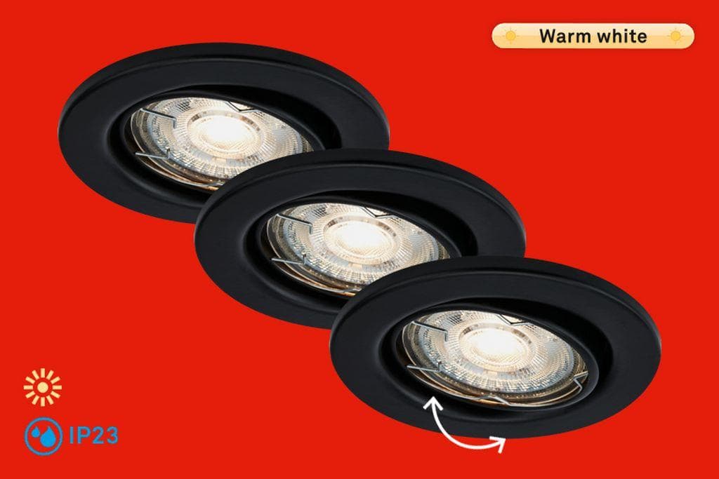 BRILONER LED Einbauleuchte STEN 3er Set Weiß Schwenkbar