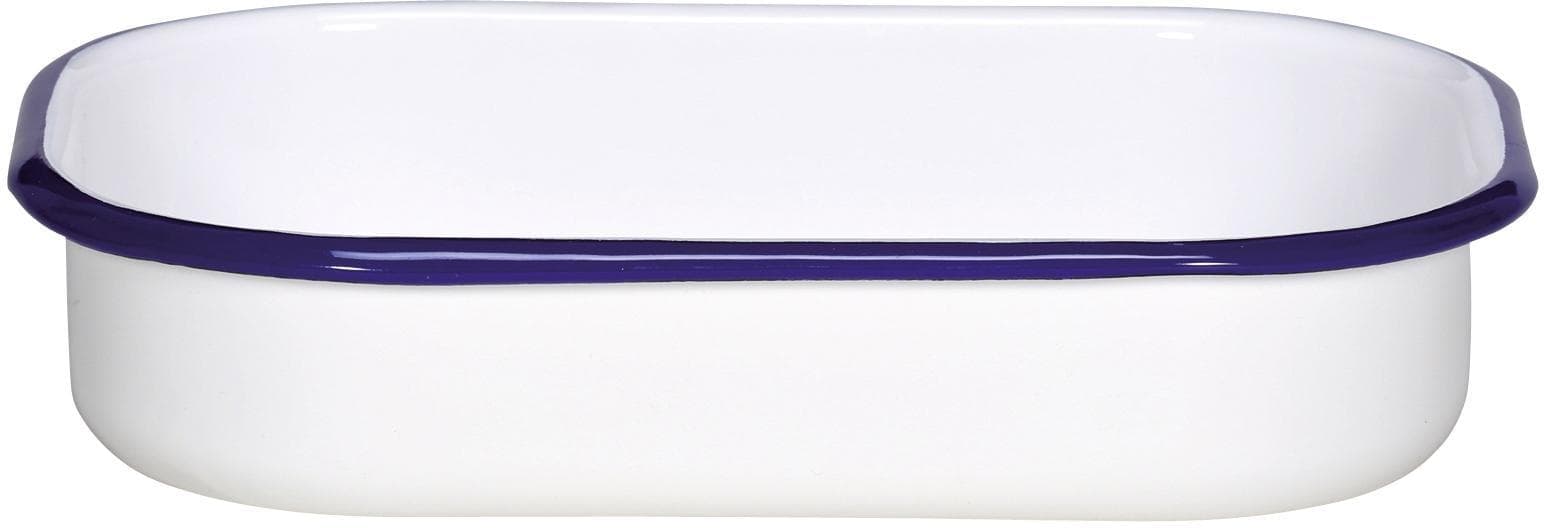 KRÜGER Auflaufform Husum weiß/blau Emaille 14x21cm