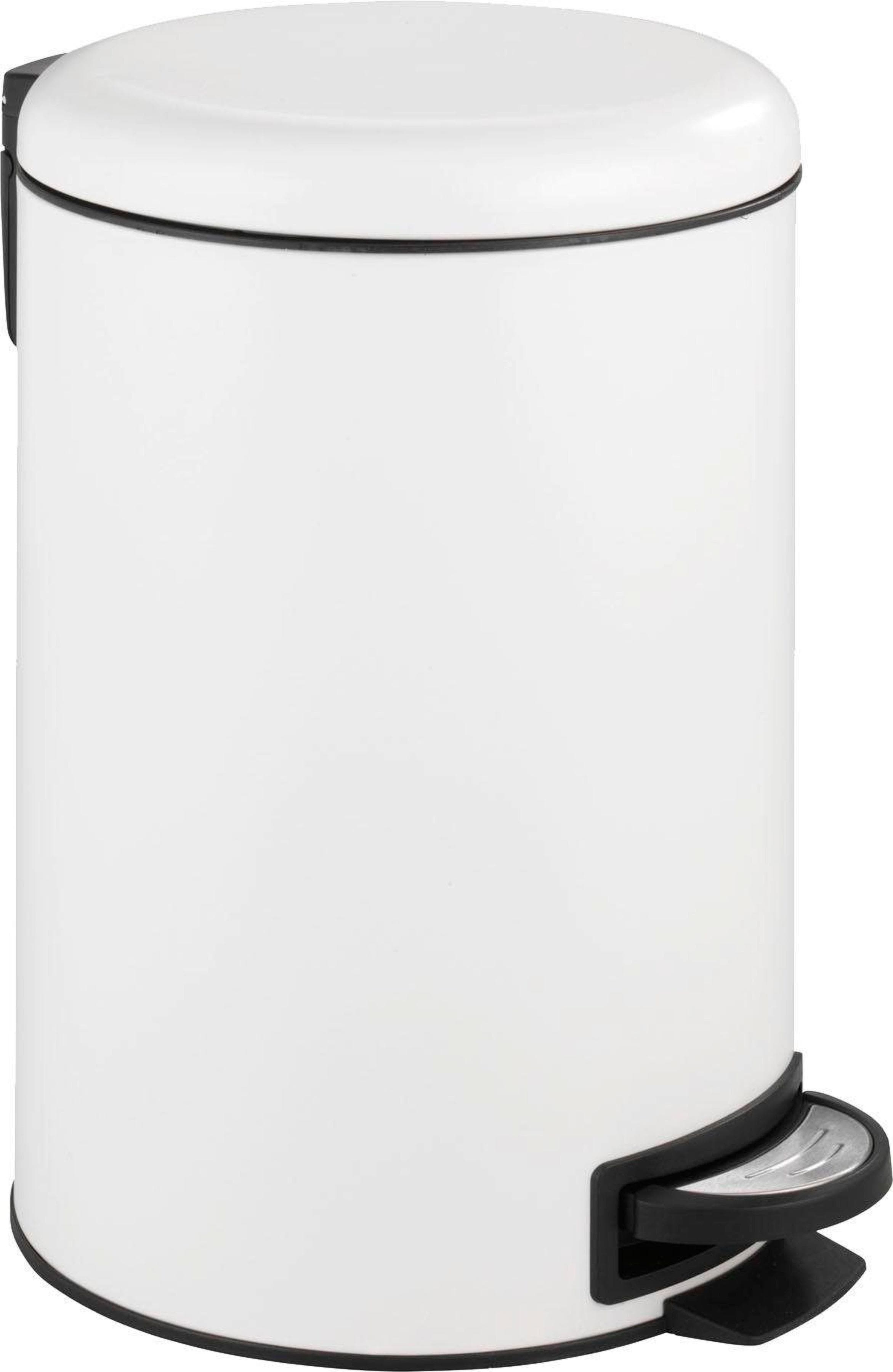 WENKO Leman Mülleimer 12,0 l Weiß Stahl Easy Close