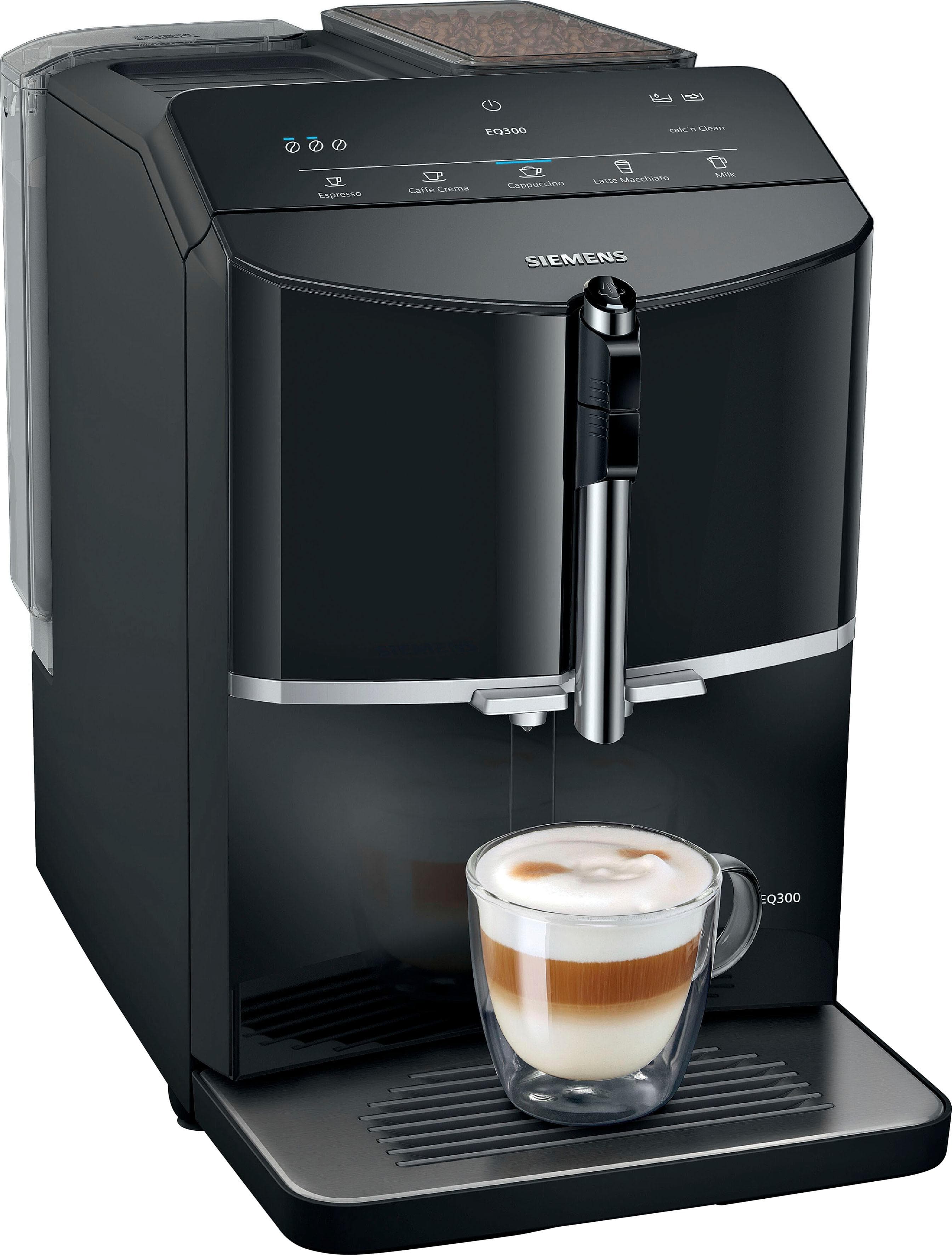 Siemens Kaffeevollautomat EQ300 TF301E19 OneTouch piano schwarz