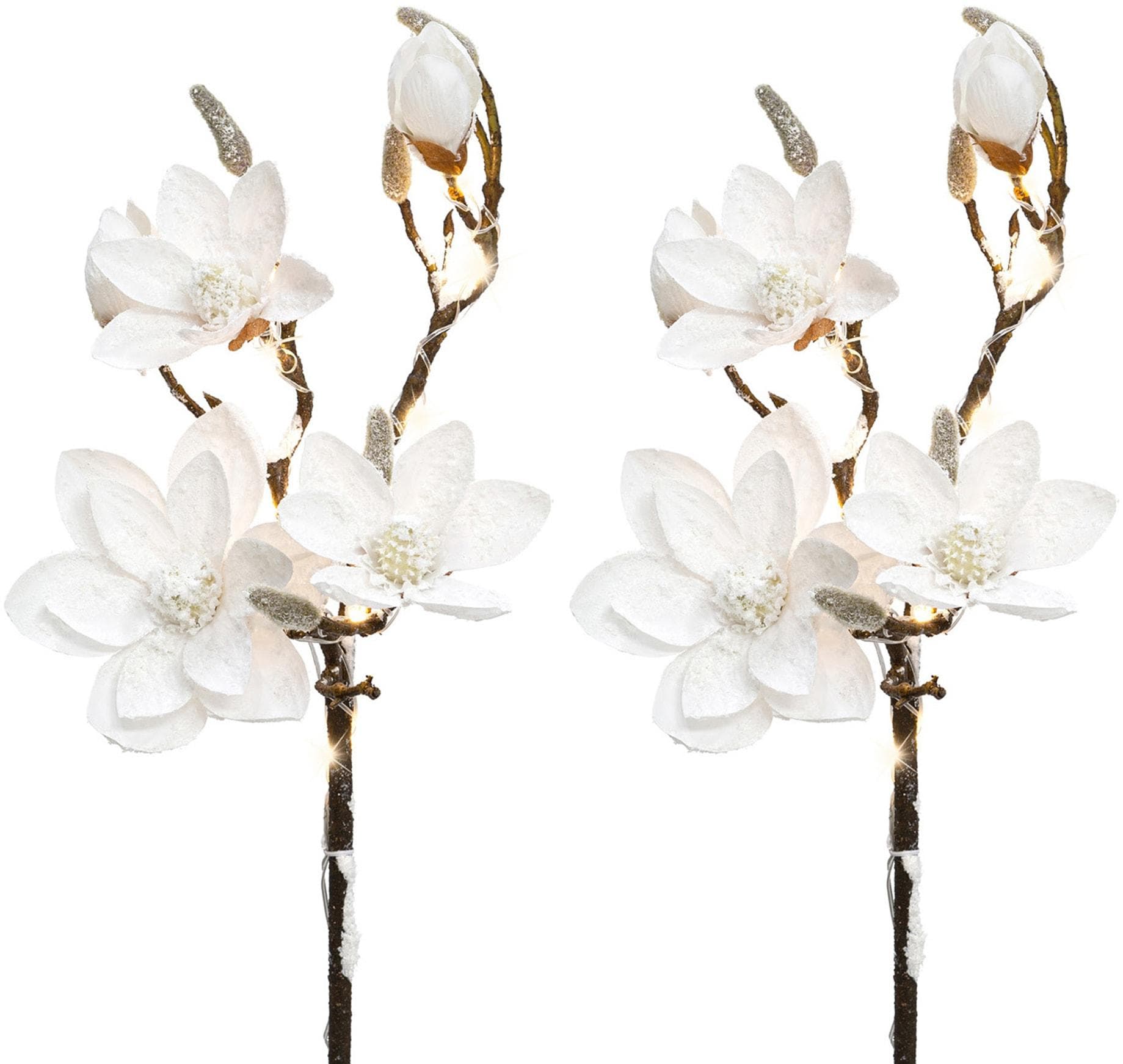 Creativ Deco Kunstzweig Weihnachtsdeko Magnolie LED Set