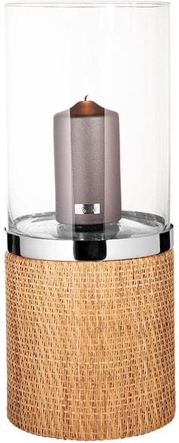 Fink Windlicht CATANIA: Stilvolles Edelstahl-Glas-Rattan Design in Braun/Silber