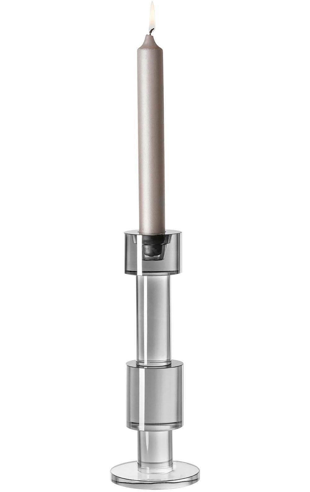 Fink Kerzenleuchter BODI: Eleganter Kristallglas-Stabkerzenhalter in Grau