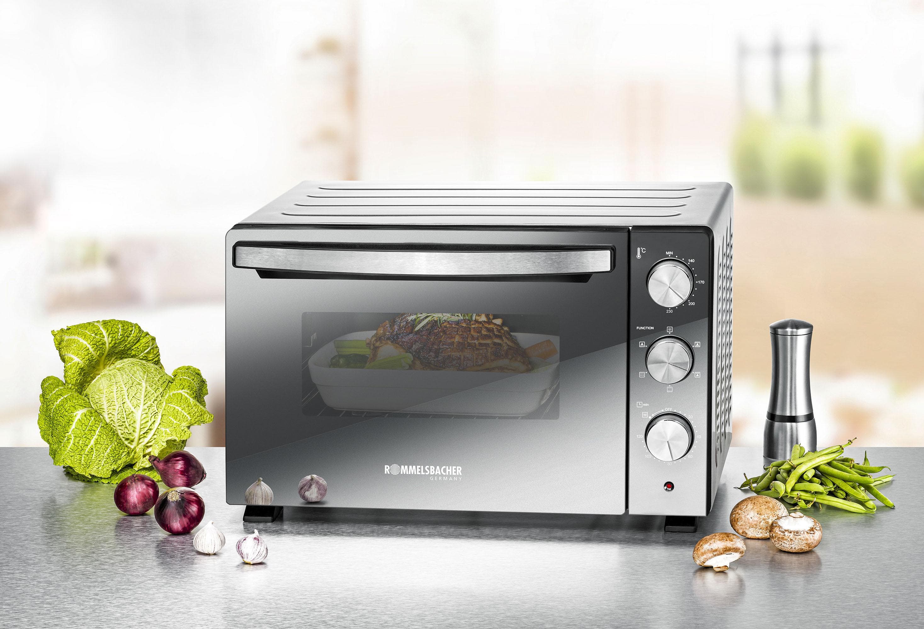 ROMMELSBACHER Minibackofen BGS 1500 Silber Schwarz 6 Funktionen
