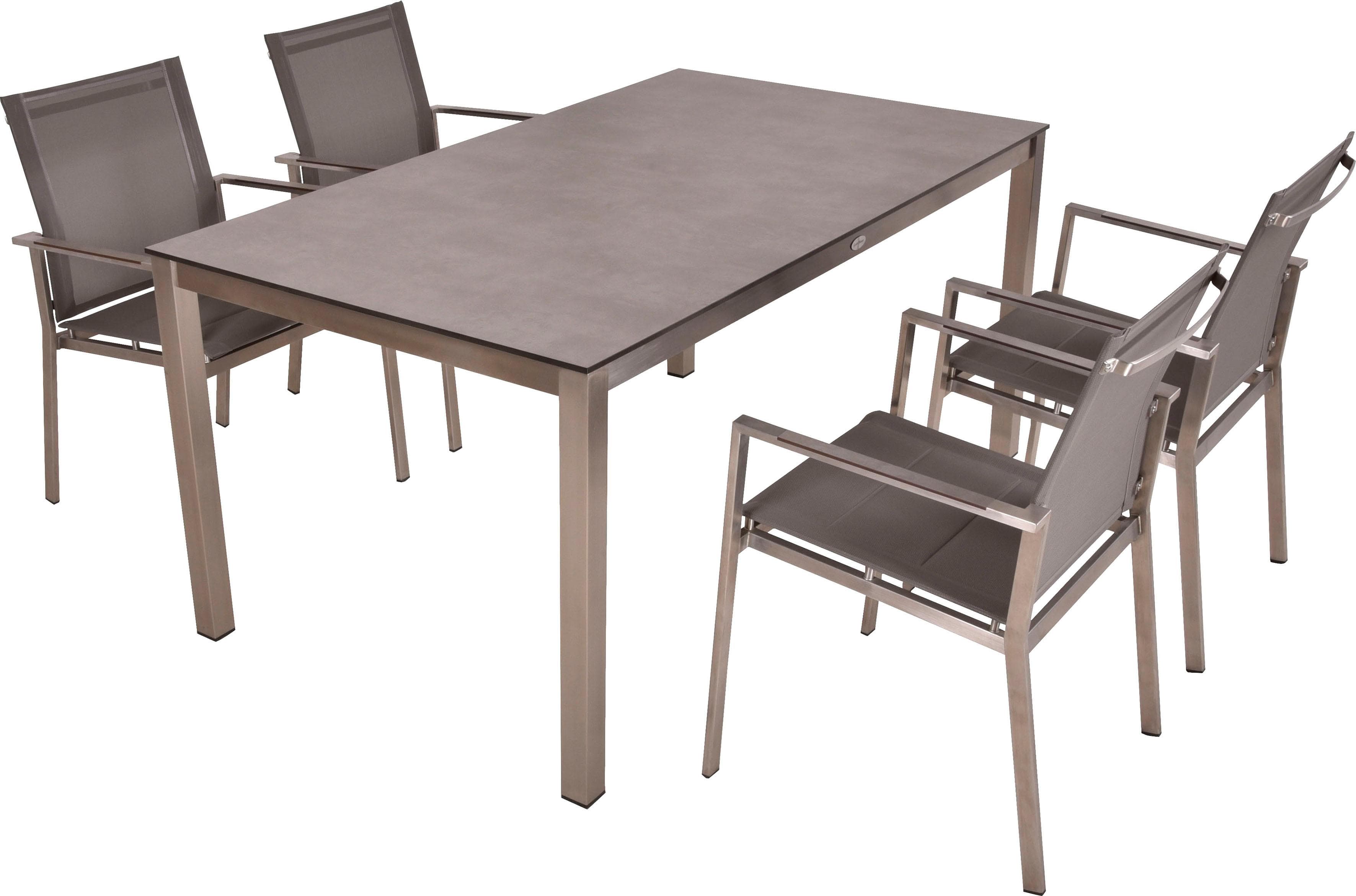 Garden Pleasure Garten-Essgruppe Metall Grau HPL Kunststoff