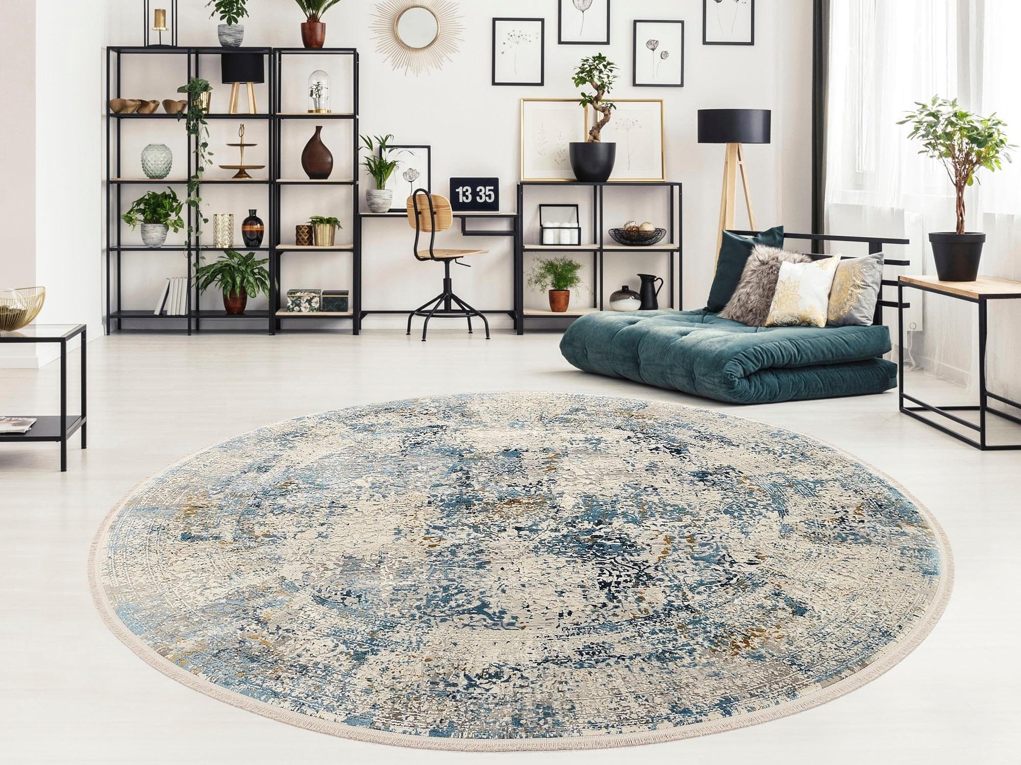 OCI DIE TEPPICHMARKE BESTSELLER CAVA: Rund Teppich mit Glanz Viskose und Fransen