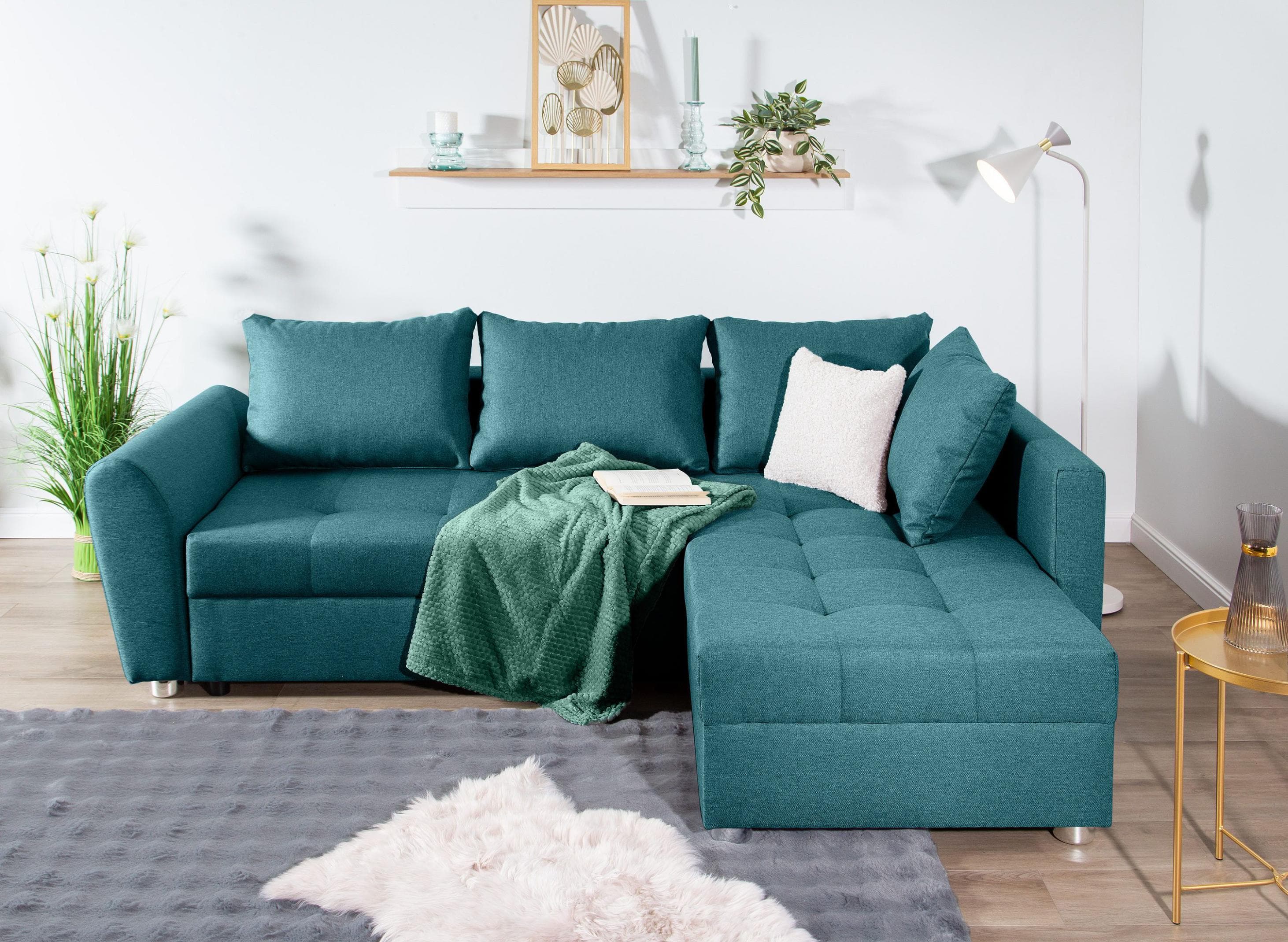 COLLECTION AB Ecksofa Blau Bettfunktion 1952528645