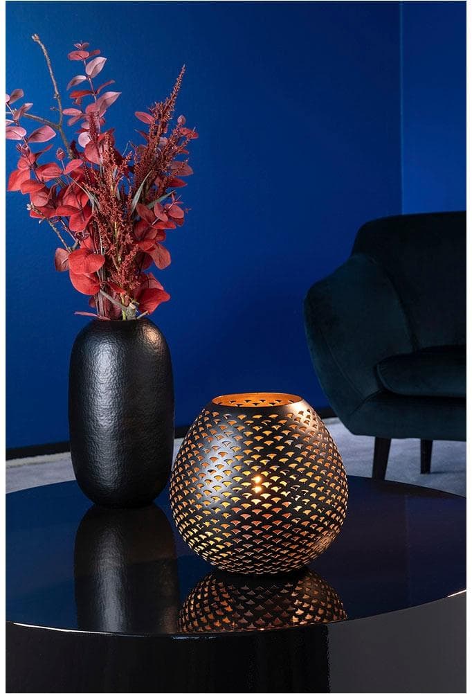 Fink Windlicht PALERA - Gold-Schwarz Eisen Kerzenhalter für Stilvolle Dekoration