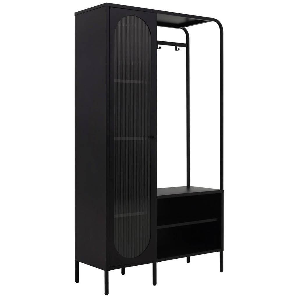 Mid.you Garderobe Schwarz Metall Glas 101.6x185x40 cm