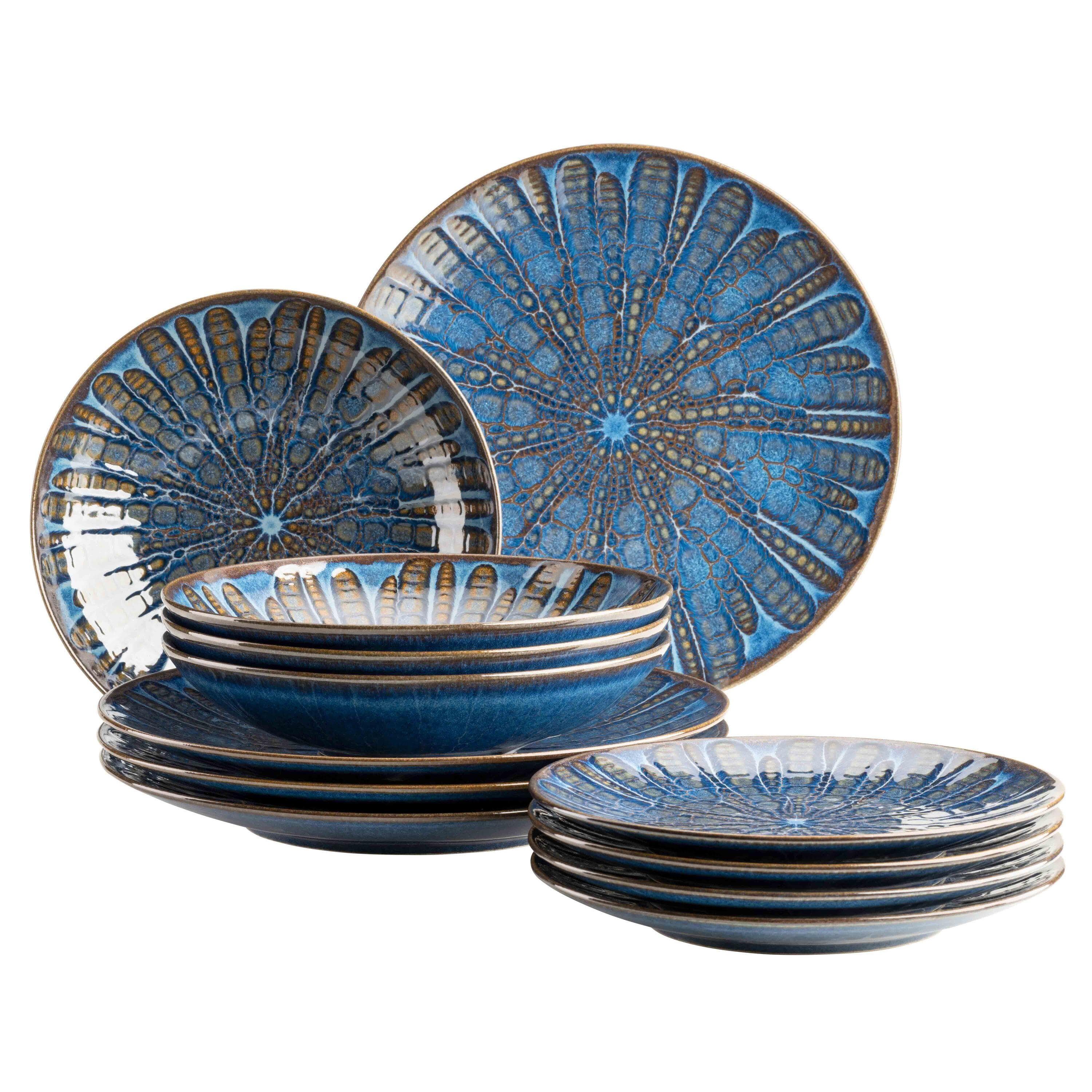 Mäser Tafelservice Steinzeug Aquamarine Blau