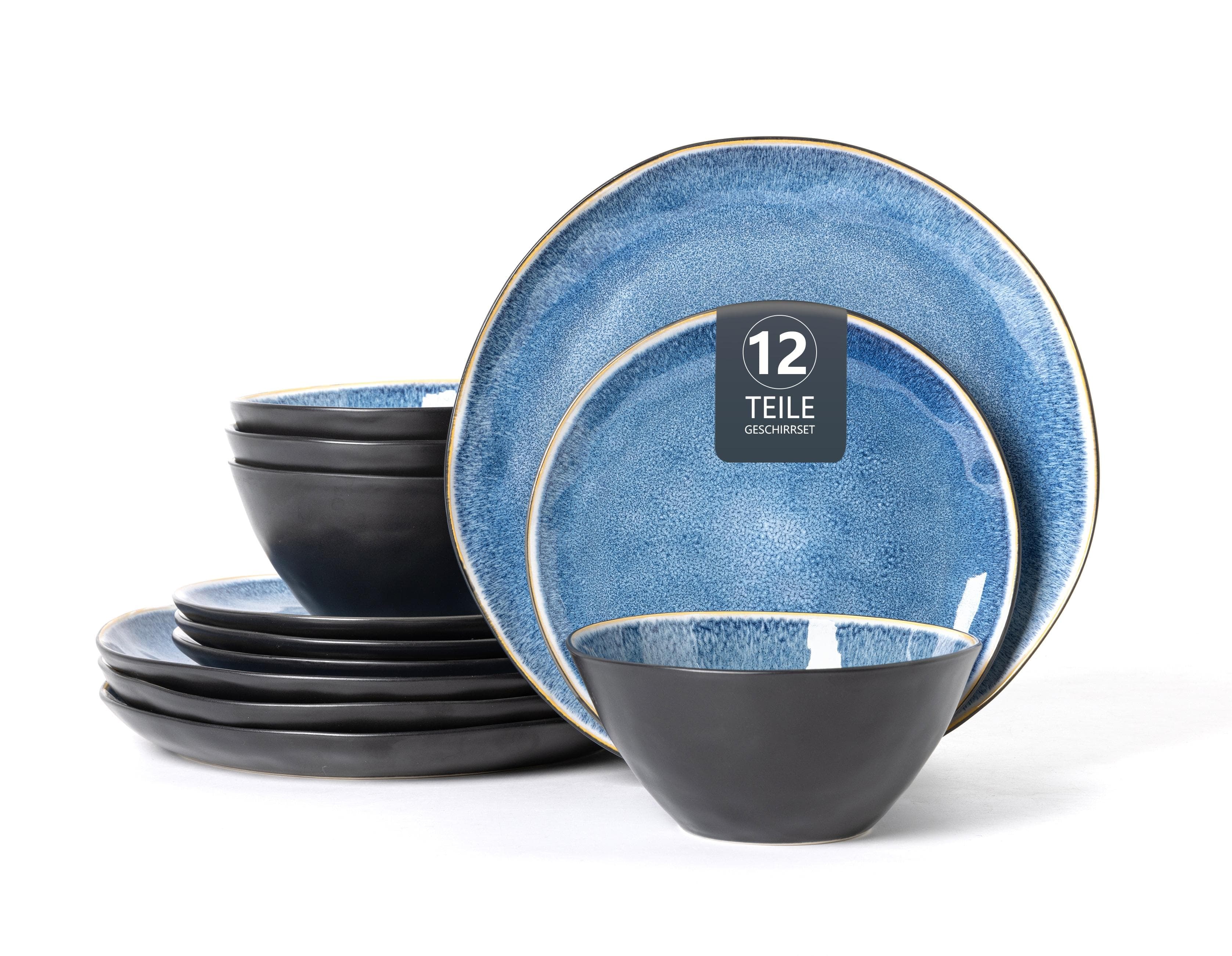 OTTO HOME Tafelservice Allden 12-tlg. blau schwarz
