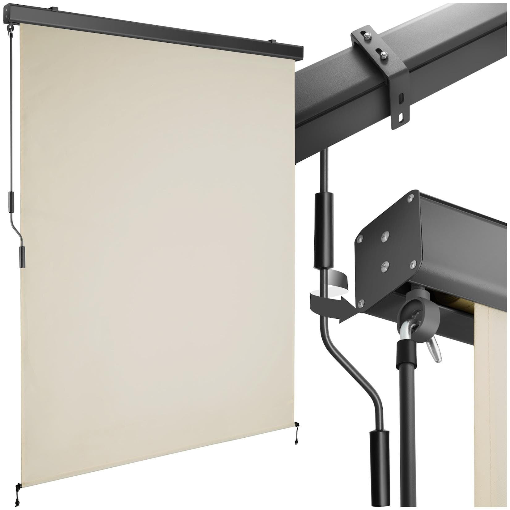 tectake Senkrechtmarkise Aluminium mit Wandhalter Sichtschutz