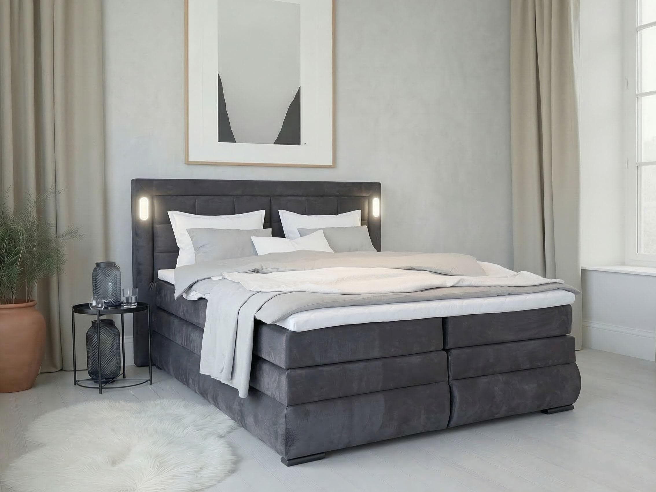 OTTO HOME Boxspringbett MIVVA - Modernes Bettgestell in Anthrazit