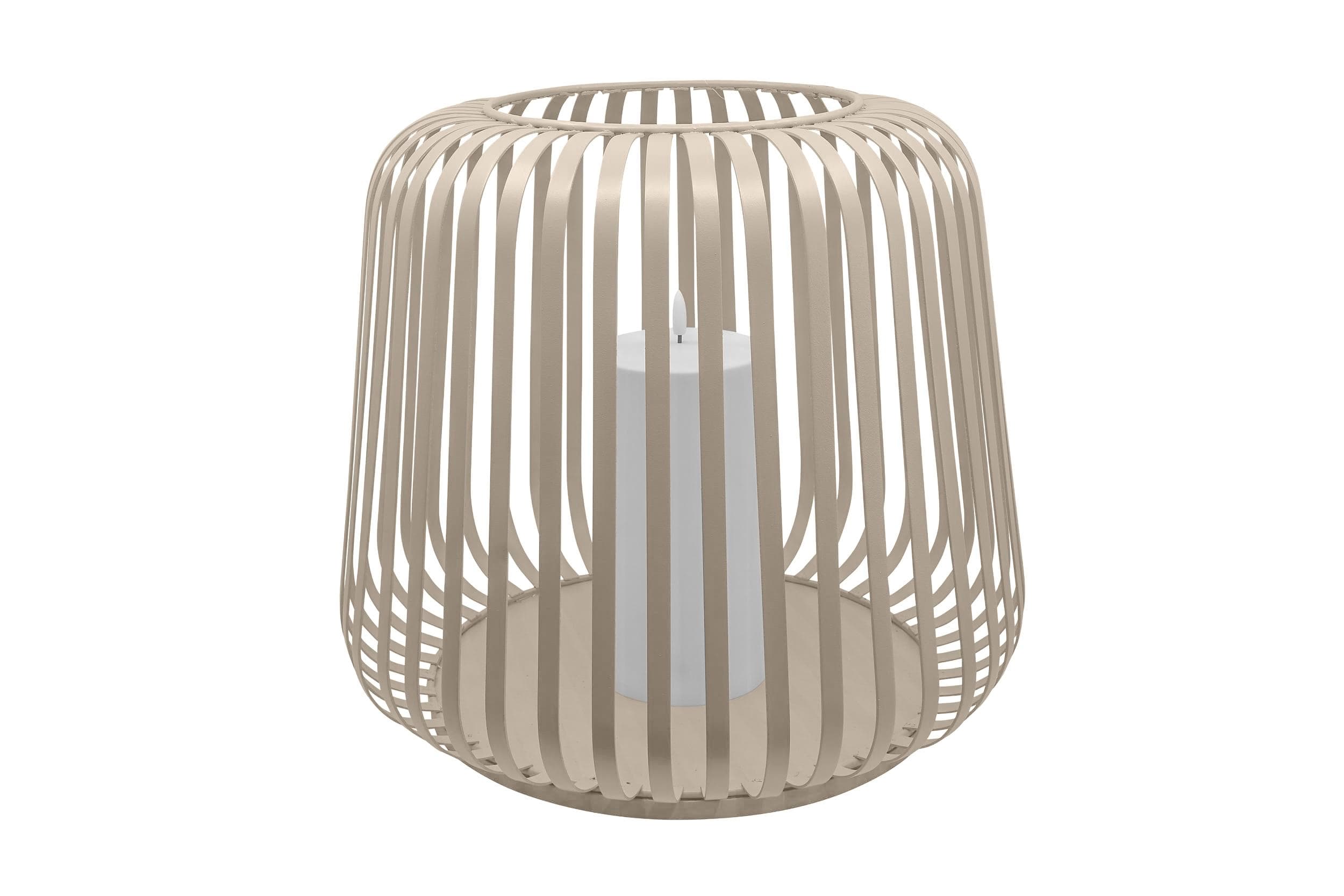 Laterne SOLAR COTTAGE METAL - Sandfarben mit Kerzenoptik