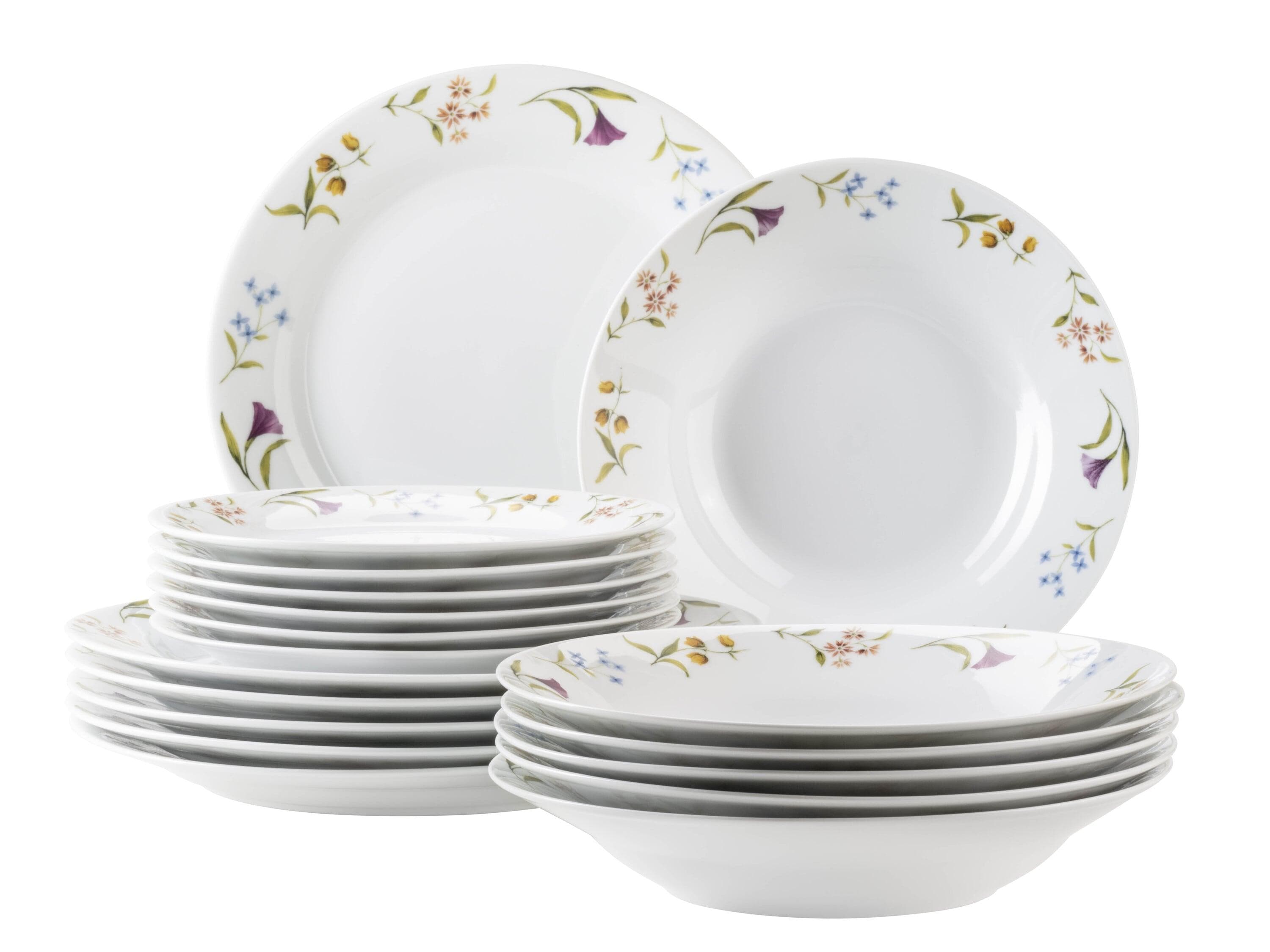 Mäser Teller-Set Zosma Weiß 18-tlg. Blumendekor Porzellan