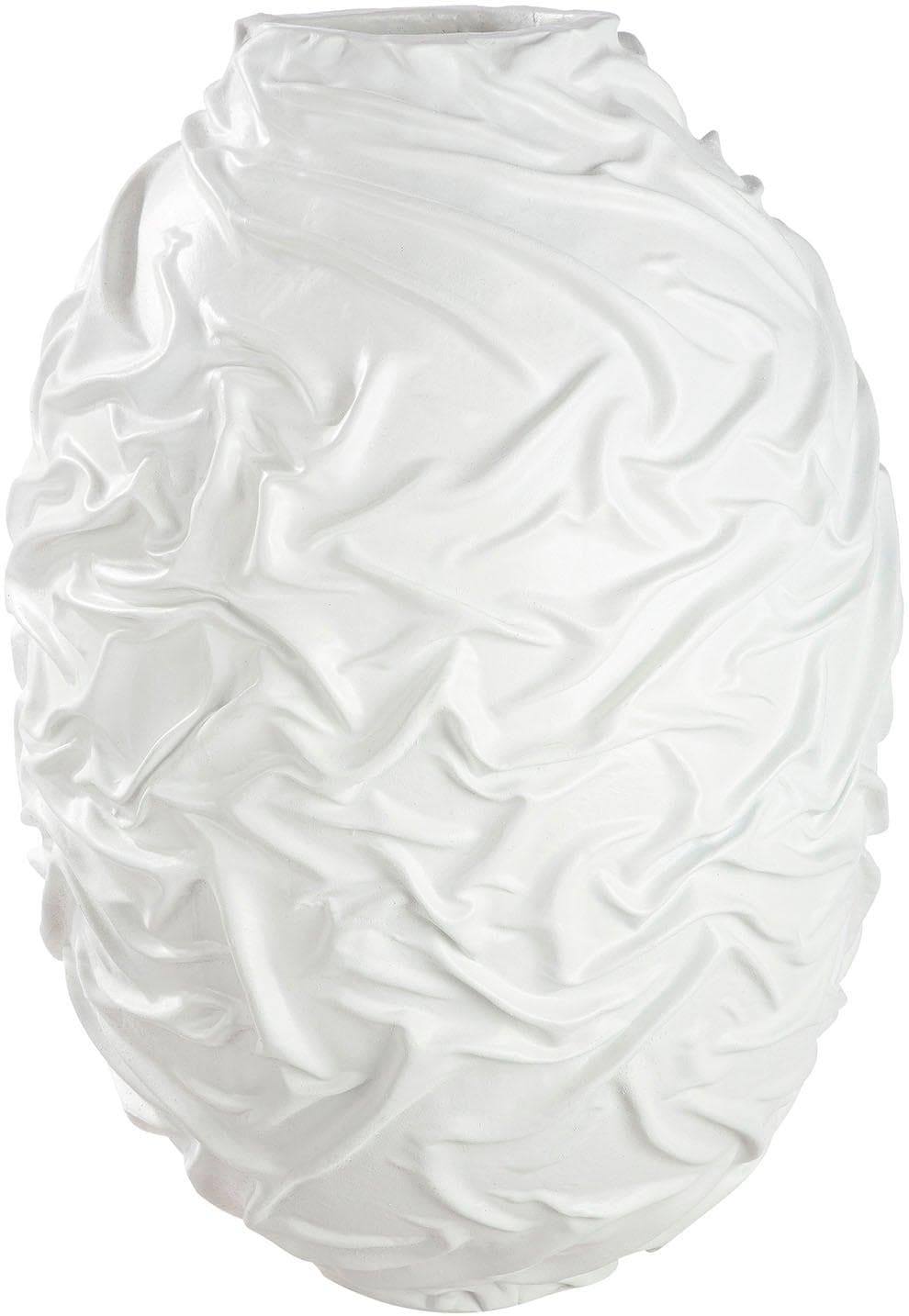 GILDE Bodenvase Drapes Weiß Organisch Kunstharz