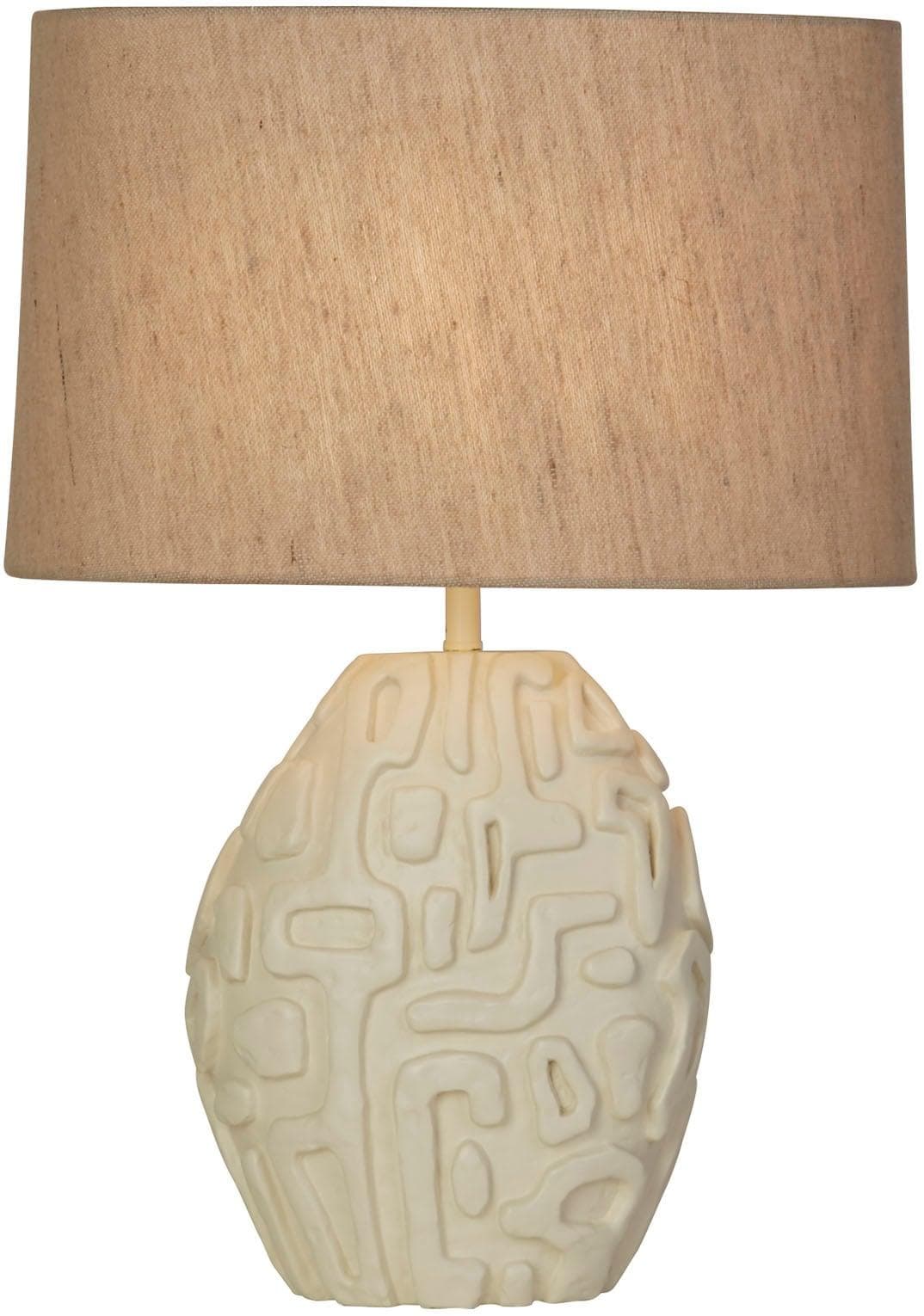 Searchlight Adelaide Tischlampe Creme Leinen E27