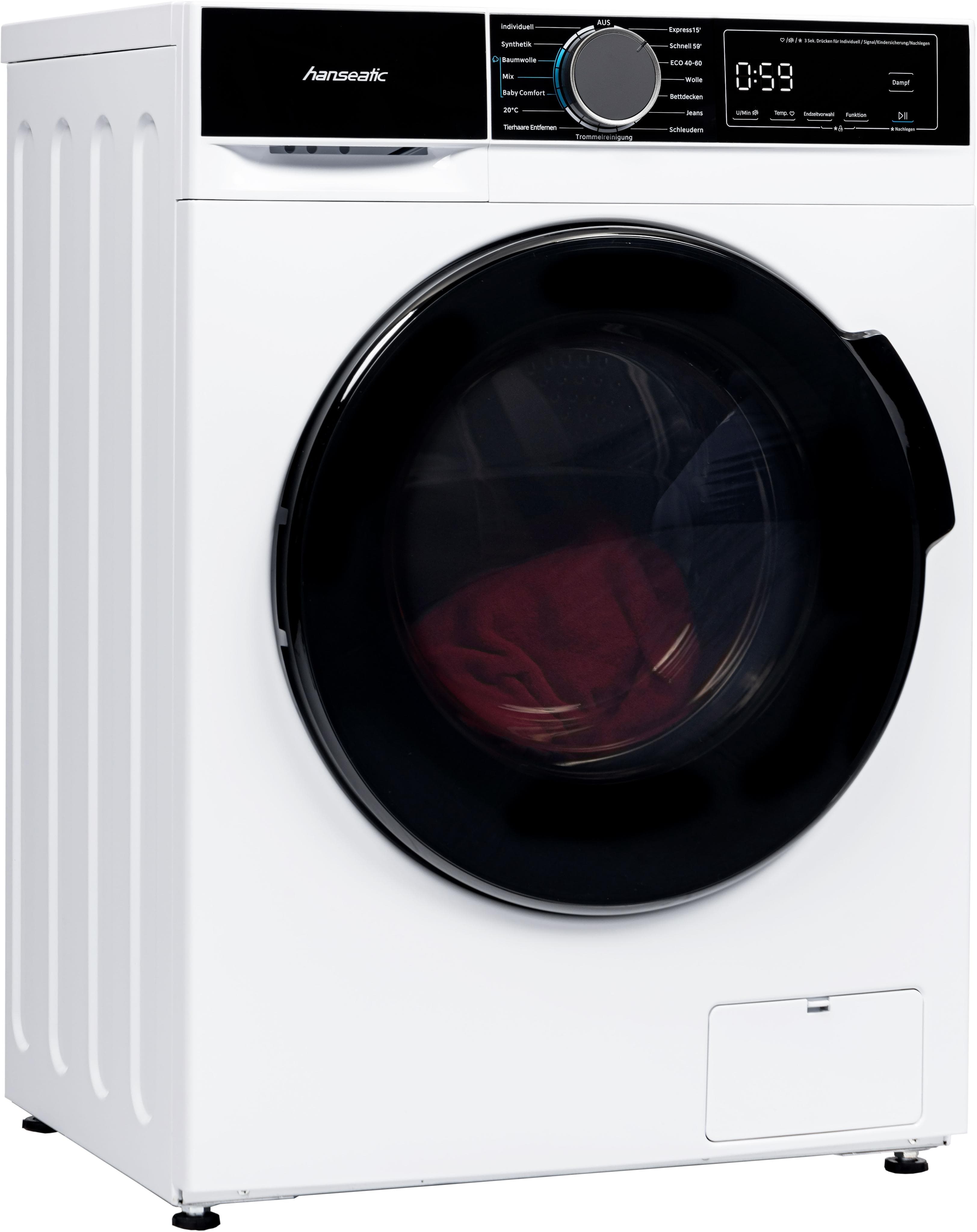HANSEATIC Waschmaschine HWMA814B Frontlader 8 kg 1400 U/min
