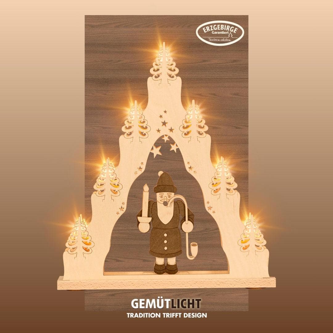 Weigla Räuchermann Lichterspitze Braun Holz Erzgebirge
