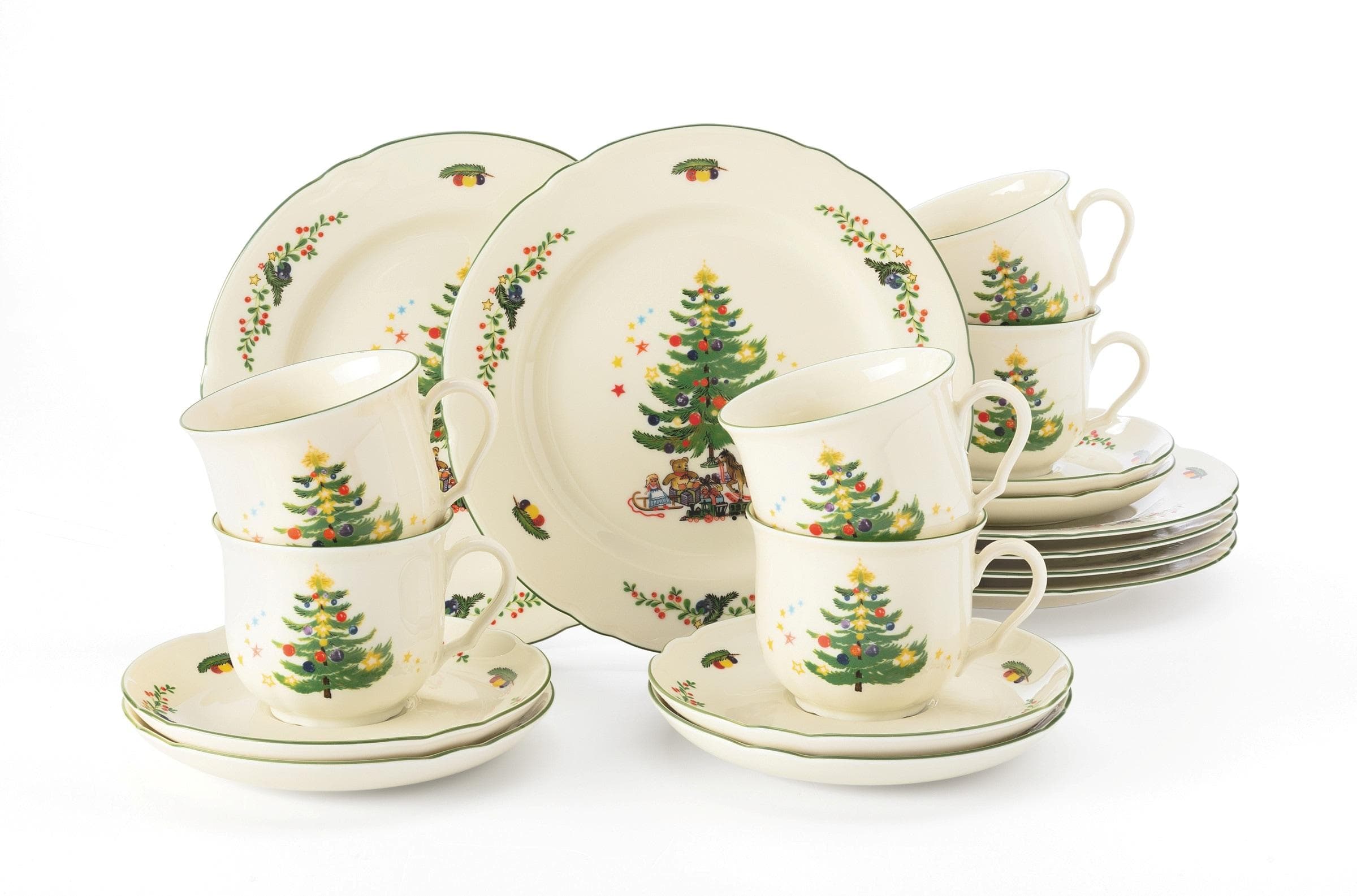 Seltmann Weiden Kaffeeservice Marie-Luise Weihnachten 18-tlg. Creme/Bunt Porzellan