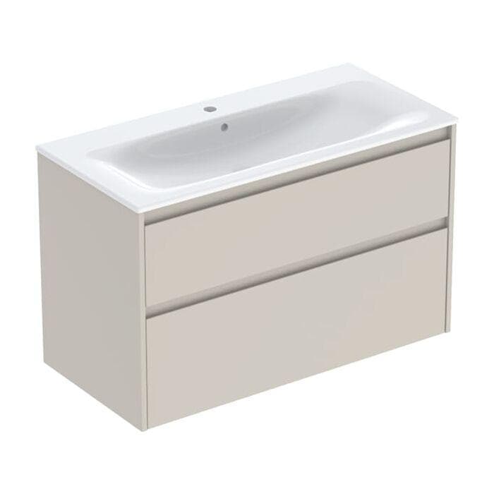 Geberit Renova Plan Waschtisch-Set 100cm Sandgrau Weiß