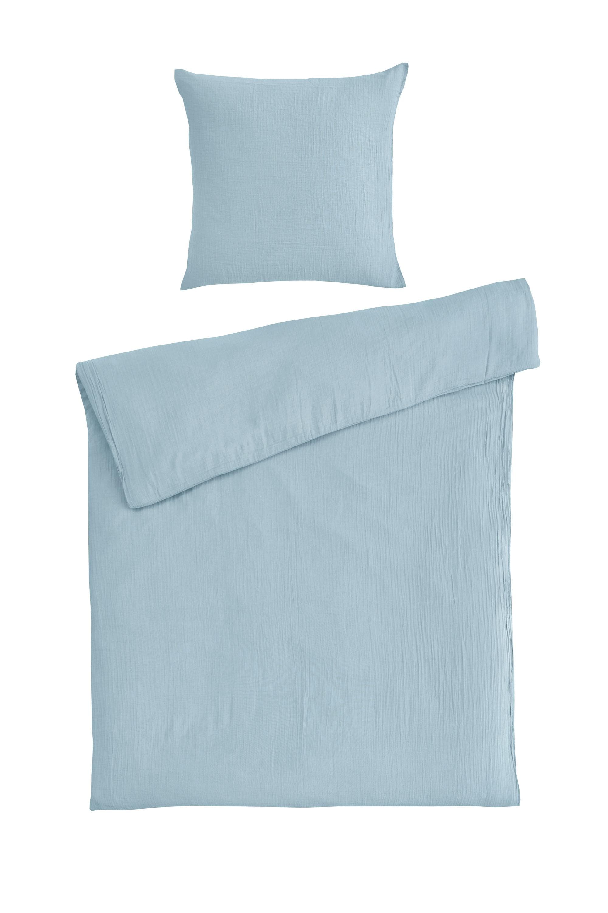 Casa Nova Bettwäsche MUSSELIN Hellblau 100% Baumwolle
