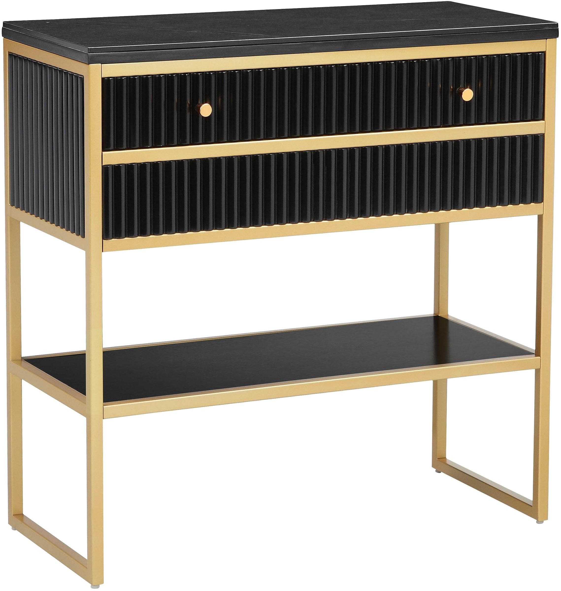 Leonique Sideboard Fleuriss Keramikplatte Goldenes Gestell