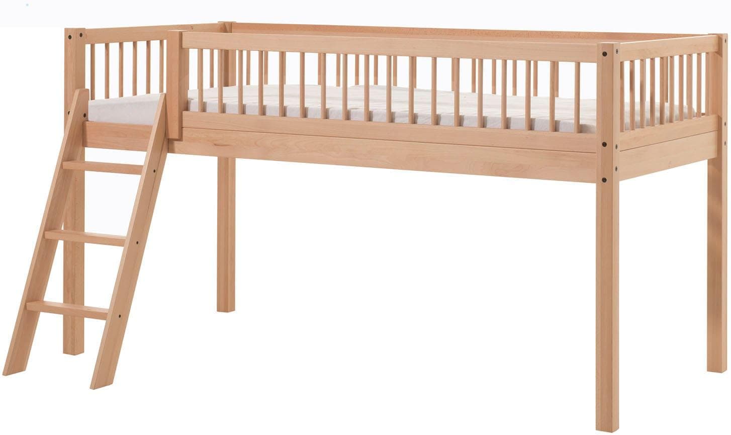 VIPACK Spielbett Forrest Buche Natur Lackiert mit Vorhang