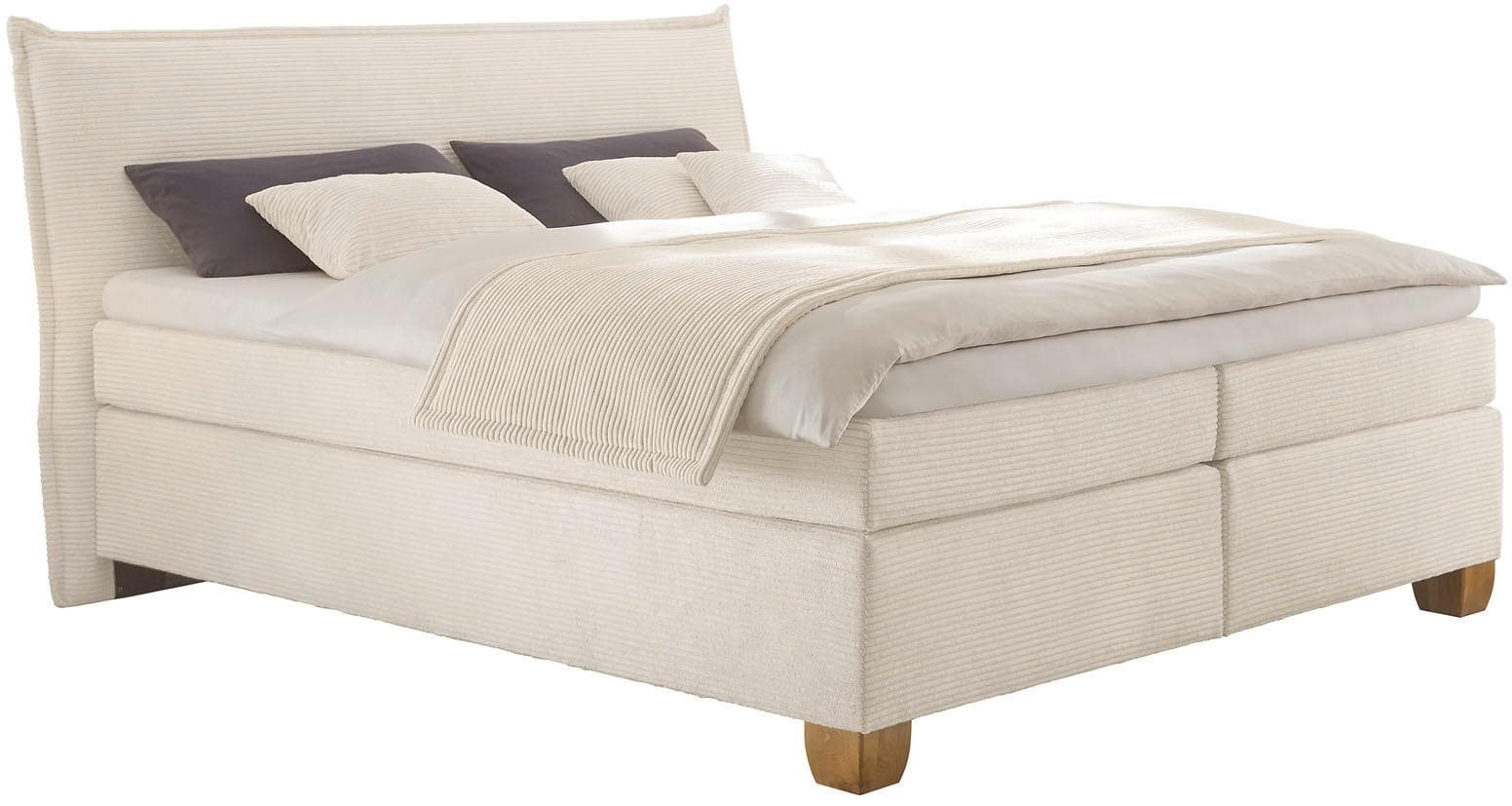 HAPO Boxspringbett Helsinki cremeweiß mit Polsterkopfteil