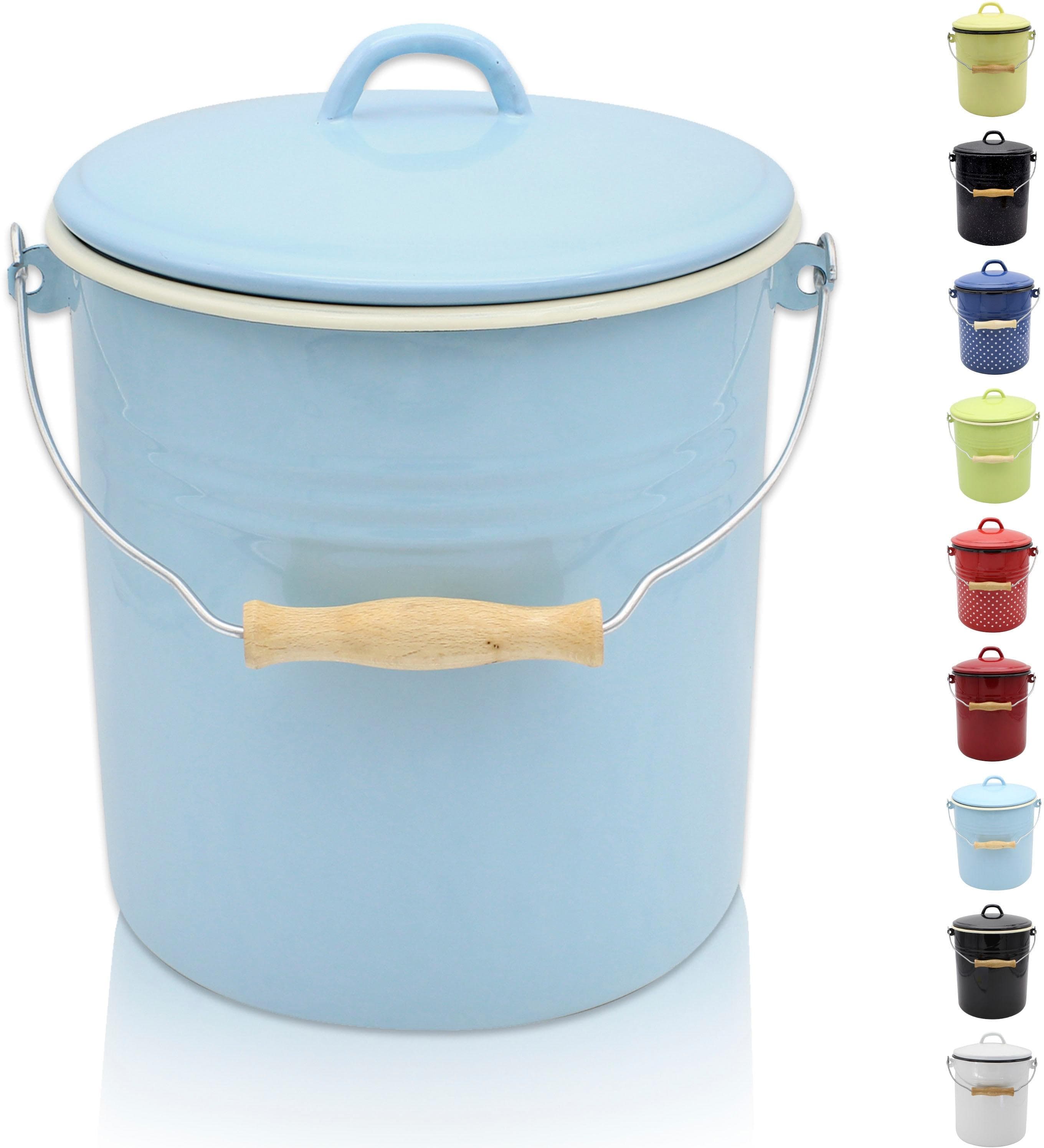 Mülleimer Serie SYLT emailliert, 10 Liter, Pastell-Blau
