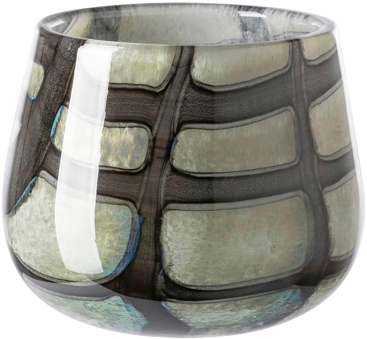 Fink MARLY Glasvase Windlicht - Edle Deko in Hellgrün/Schwarz