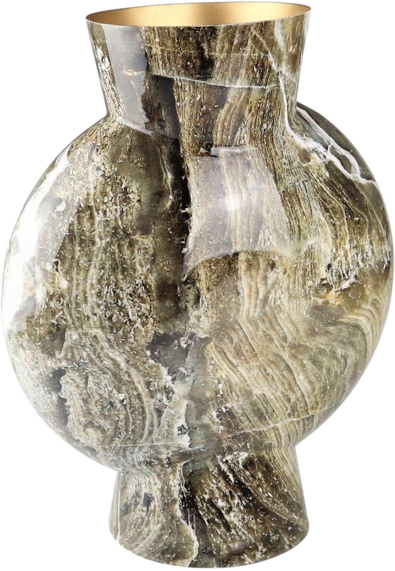 AM DESIGN Tischvase Marmoroptik Braun Metall Deko