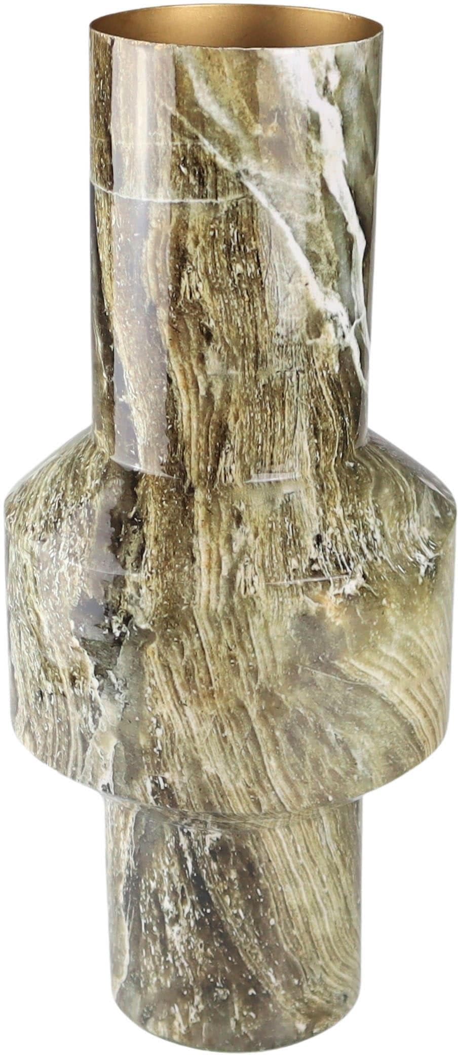 AM DESIGN Tischvase Marmoroptik Braun Metall Deko