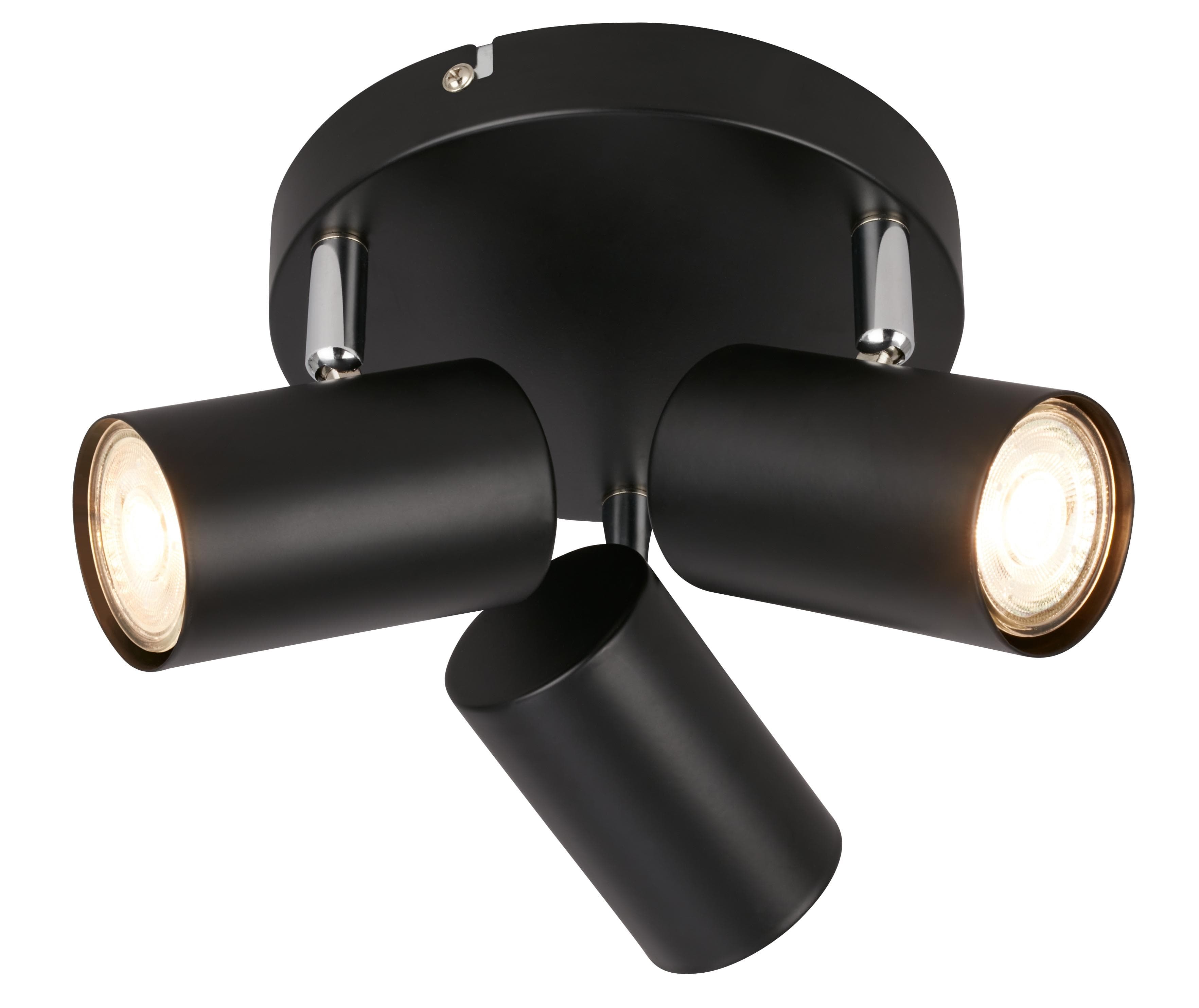 BRILONER LED Wandstrahler SUPO 2365035 matt-schwarz mit 3 Spotköpfen