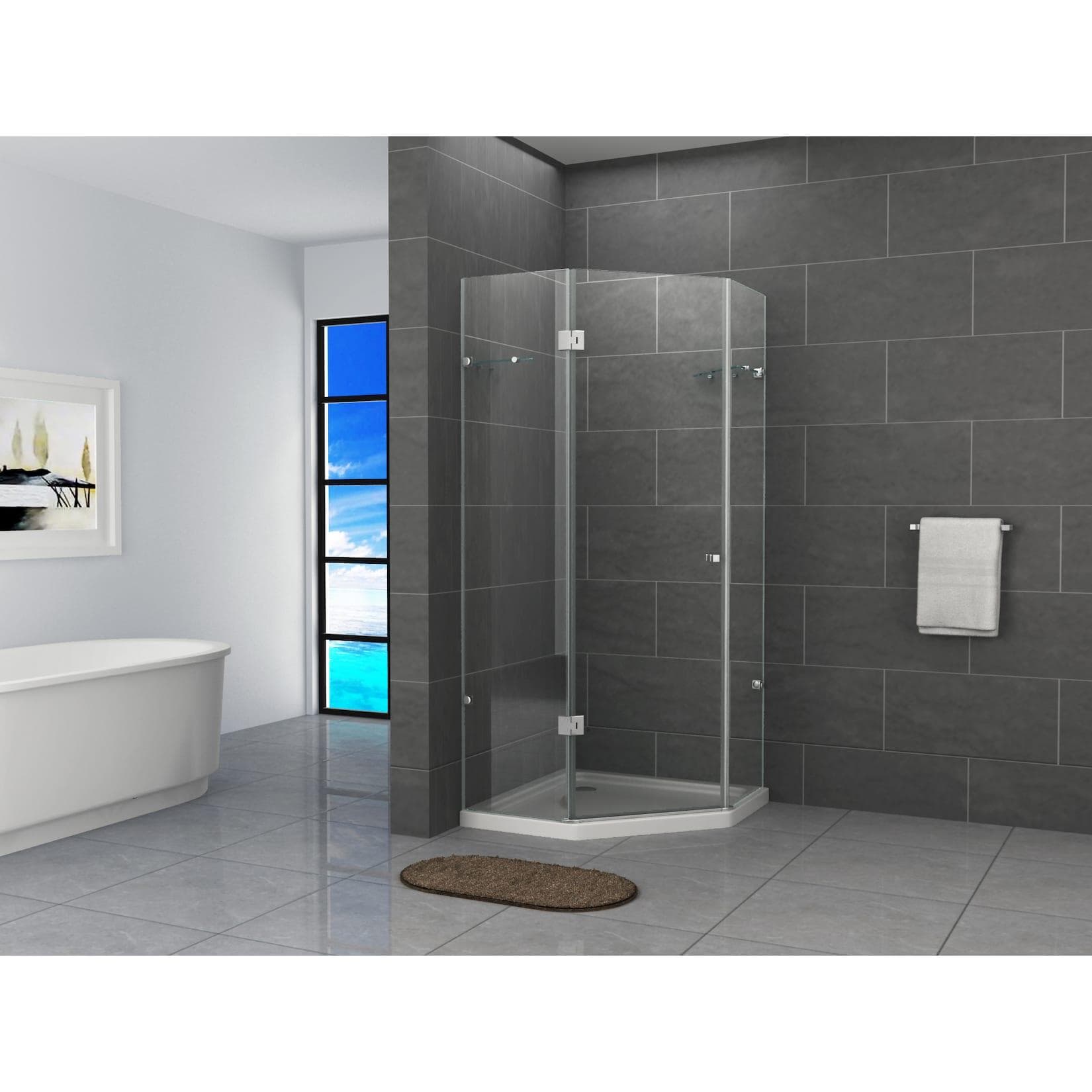 Fa-Bausysteme Glasdusche Lippe rechts Klarglas 100x100 cm