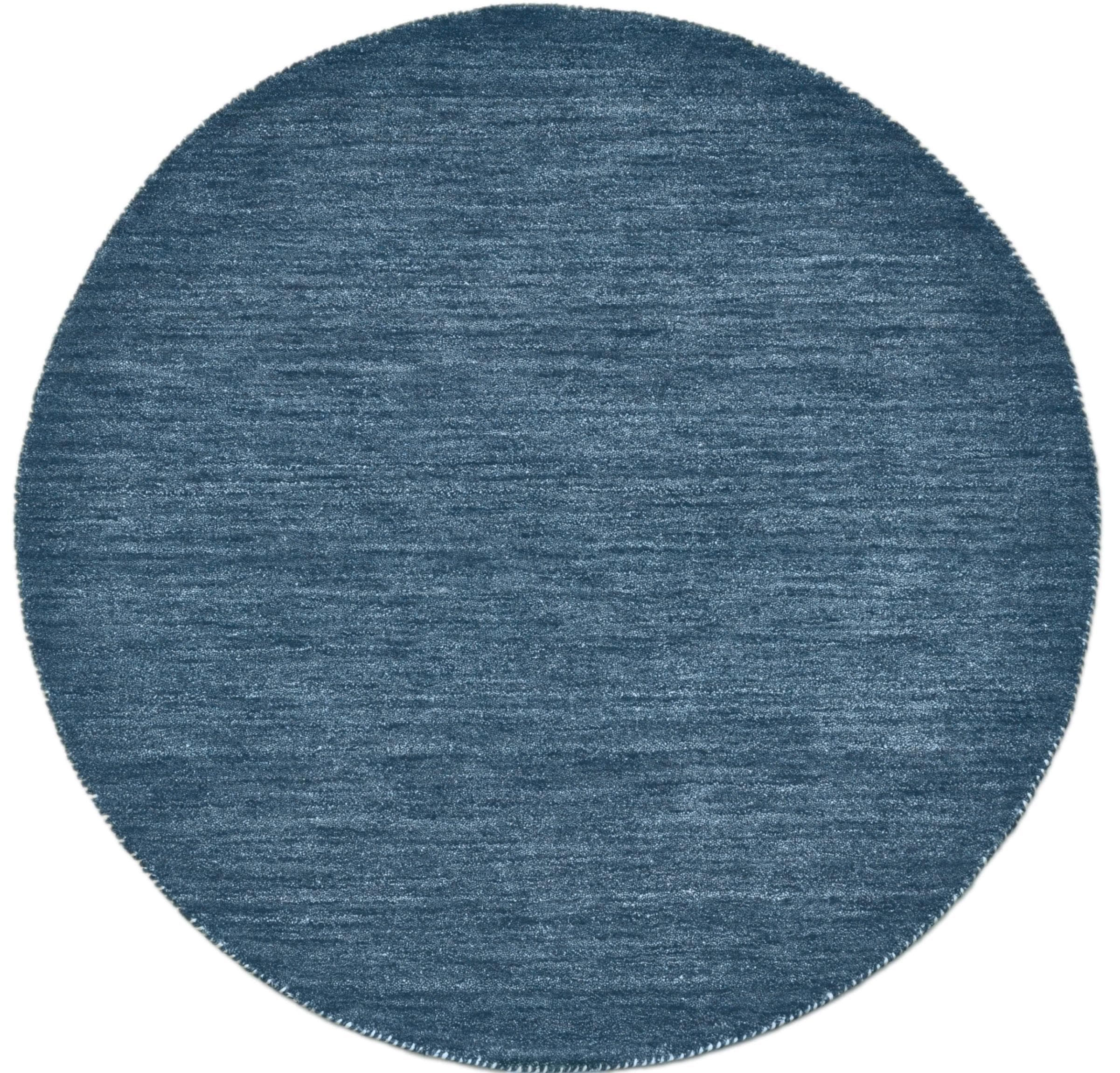 Handgefertigter Gabbeh Teppich in Grau und Blau, Ø 140 cm