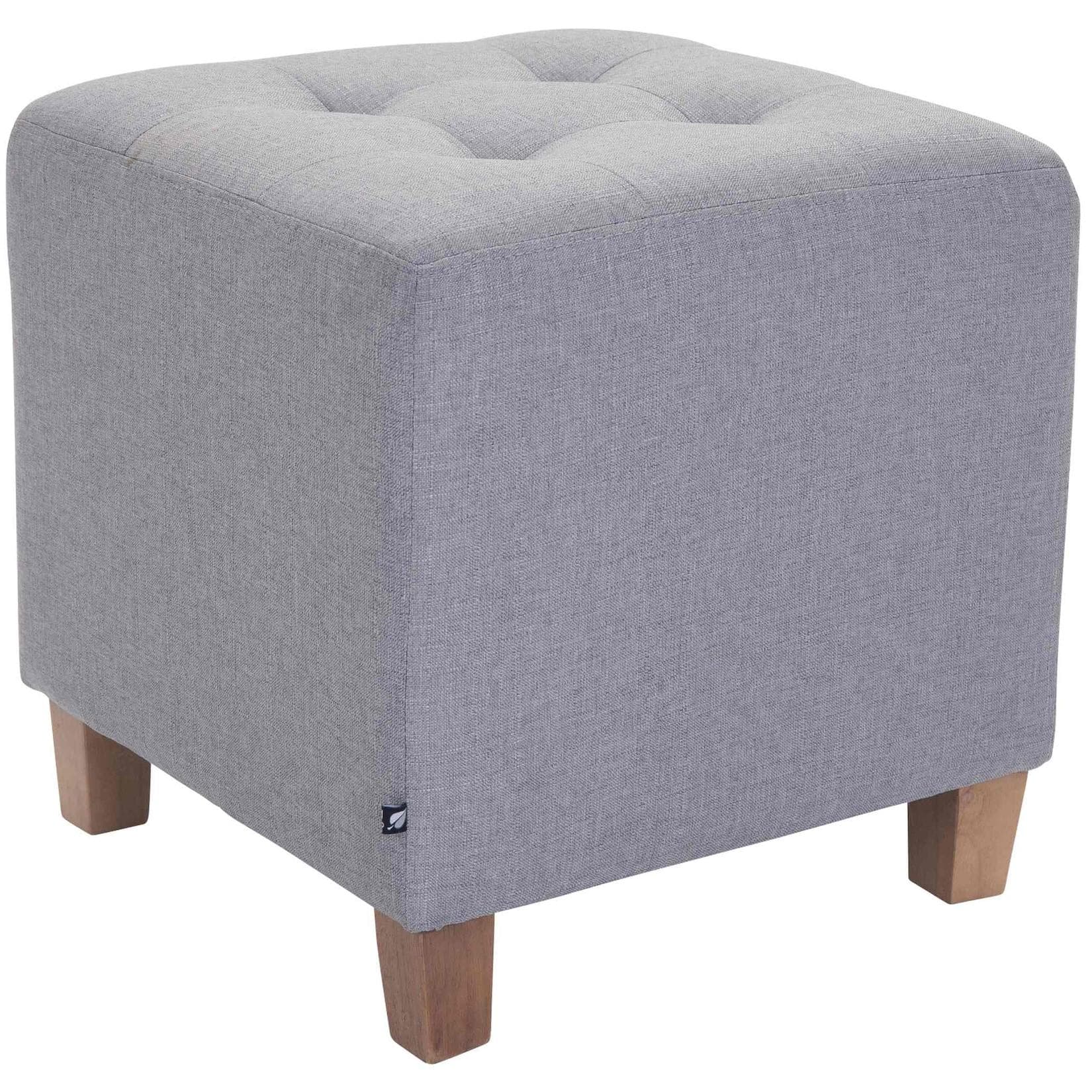 CLP Sitzhocker Pharao Gepolsterter Sitzwürfel Stoff Bezug Helle Holzbeine