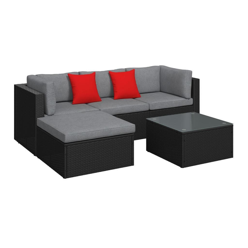 Ambia Garden Loungegarnitur L-Form Grau Rot Schwarz Metall