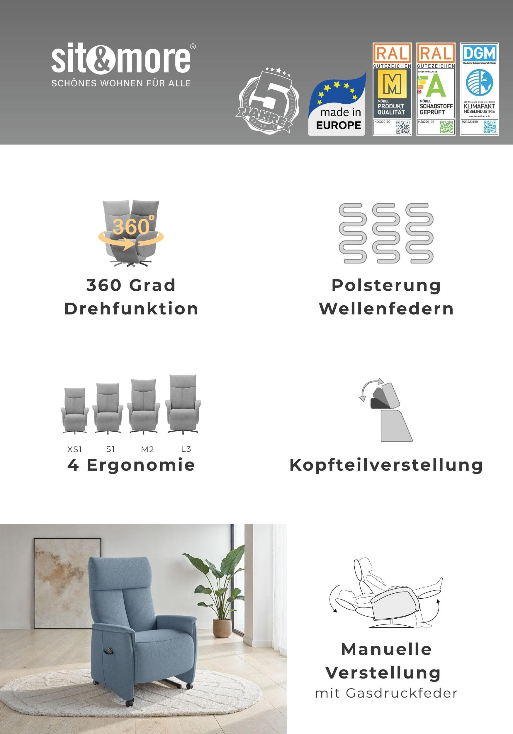 SIT & MORE TV-Sessel Cremona Comfort Curry Elektrisch Verstellbar