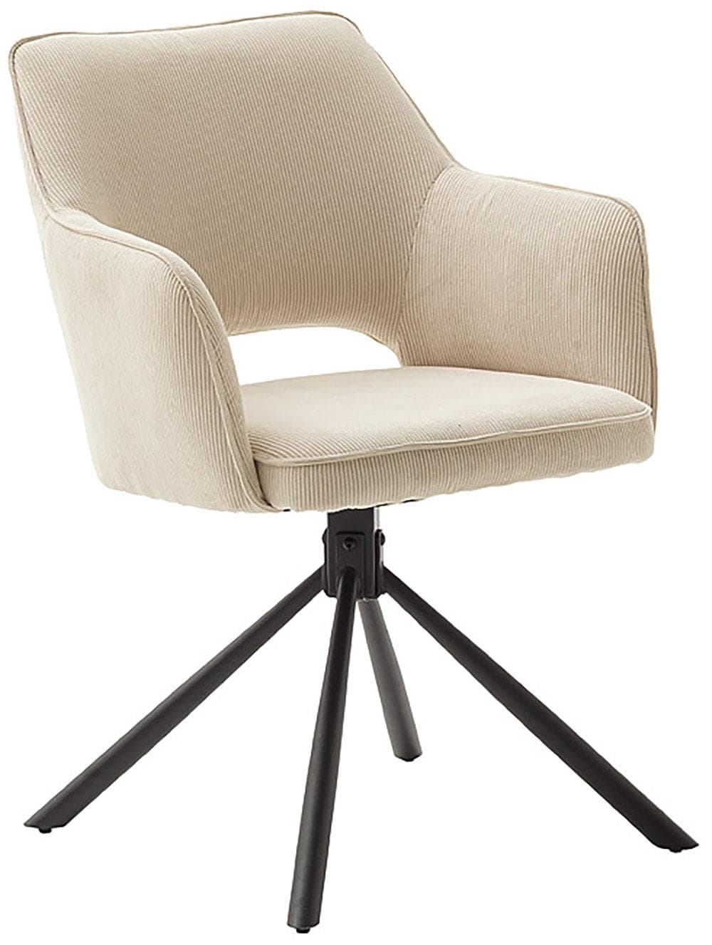 MCA Furniture Esszimmerstuhl LUZON 2er-Set Creme Schwarz Drehbar