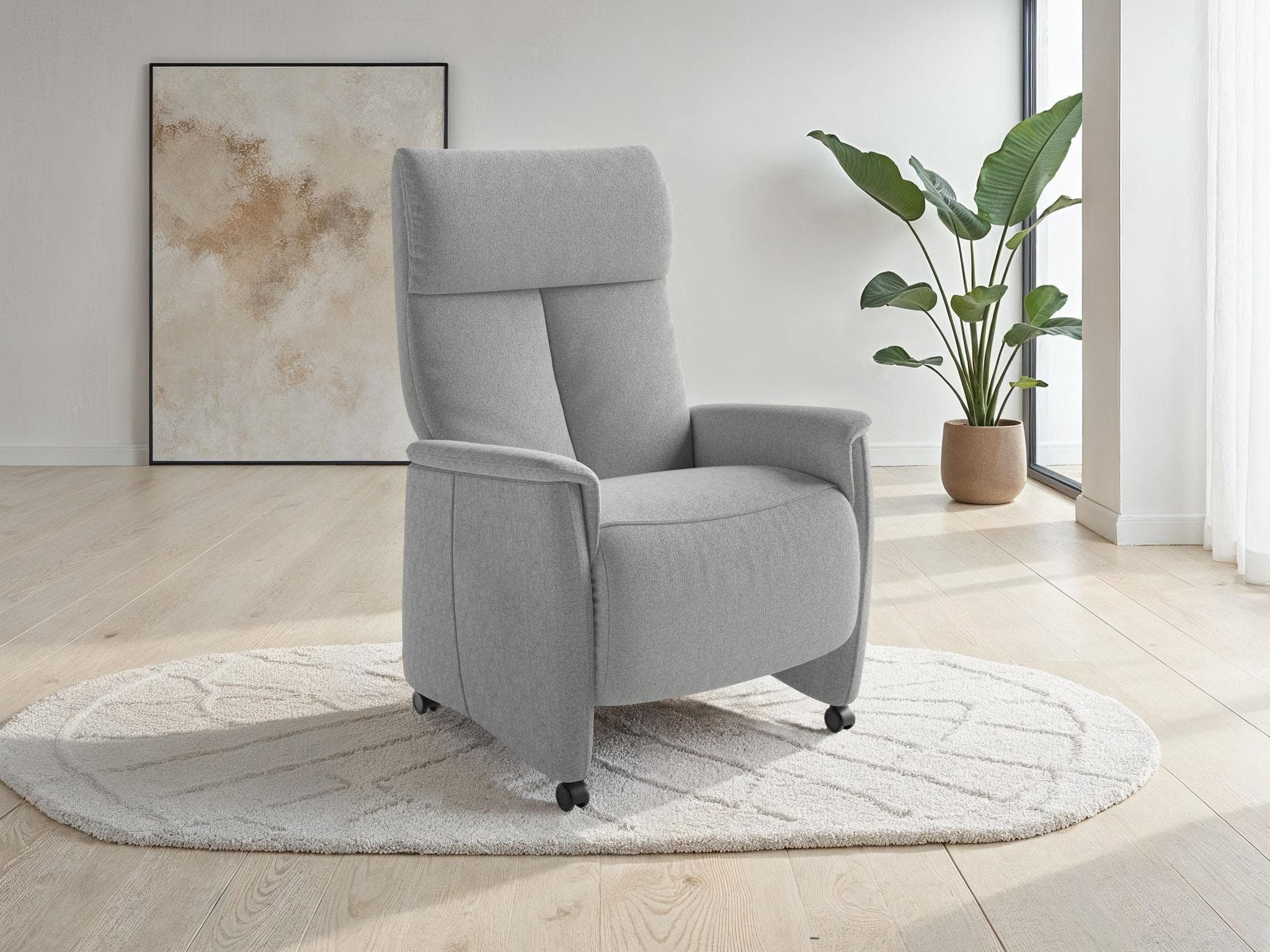 SIT & MORE TV-Sessel Cremona Comfort Silber mit Rollen